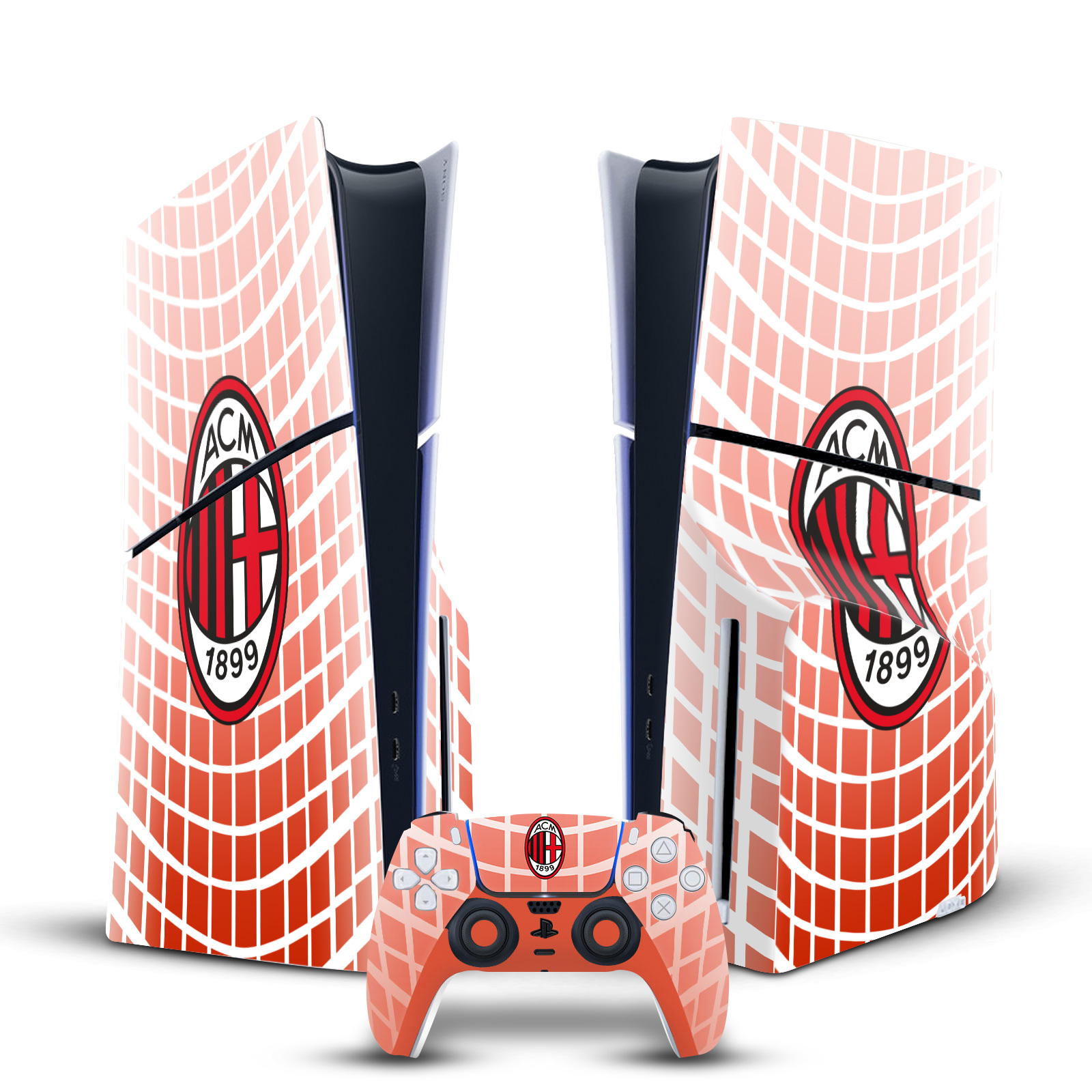 OFFICIAL AC MILAN 2020/21 CREST KIT VINYL SKIN FOR PS5 SLIM DISC EDITION BUNDLE