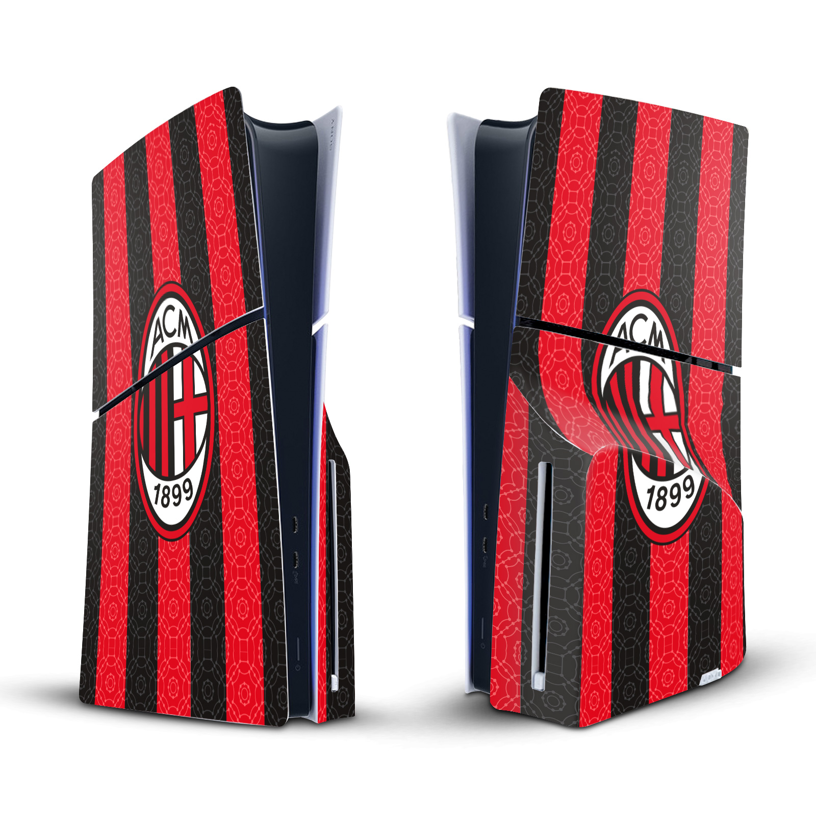 OFFICIAL AC MILAN 2020/21 CREST KIT VINYL SKIN FOR SONY PS5 SLIM DISC CONSOLE