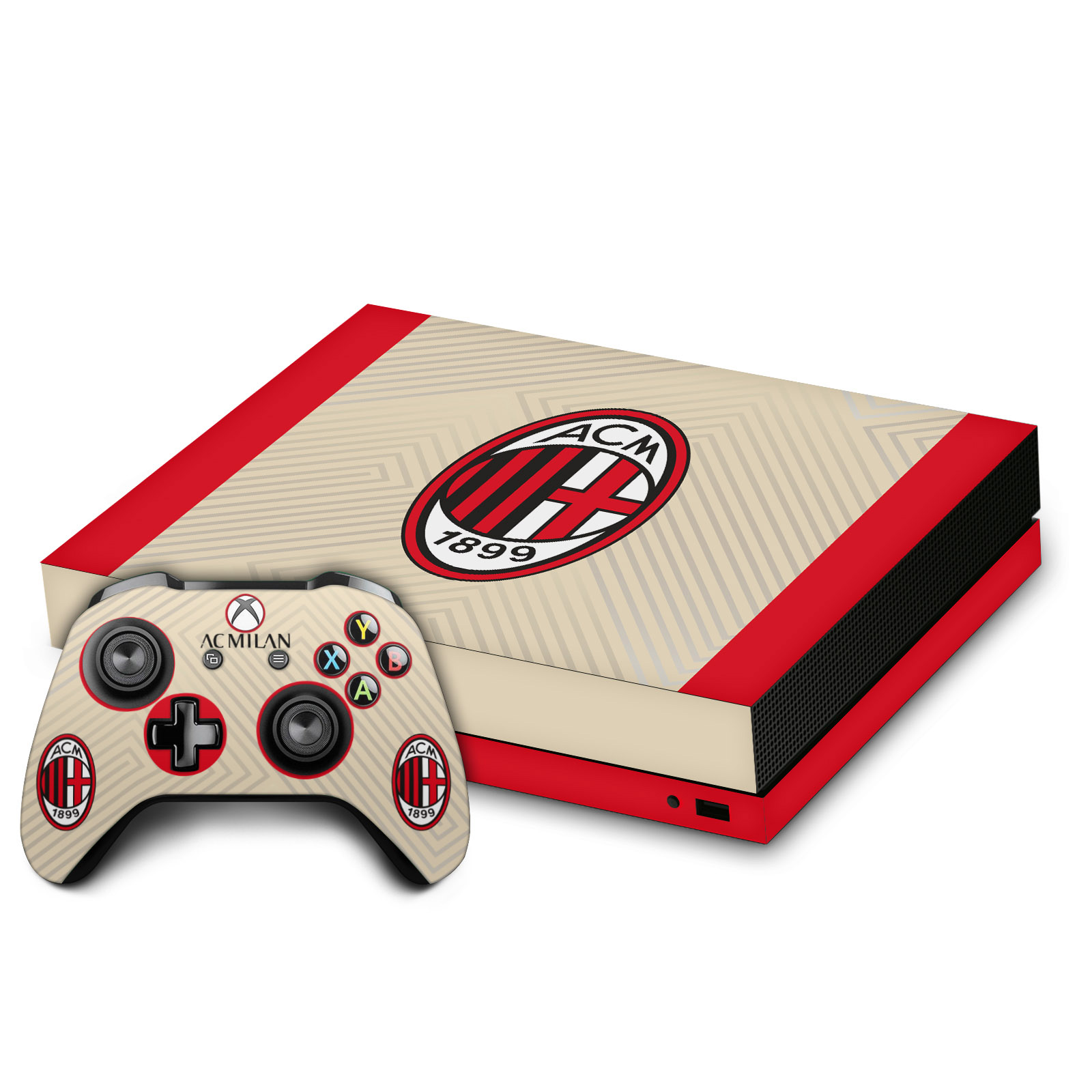 OFFICIAL AC MILAN 2021/22 CREST KIT VINYL SKIN DECAL FOR XBOX ONE X BUNDLE