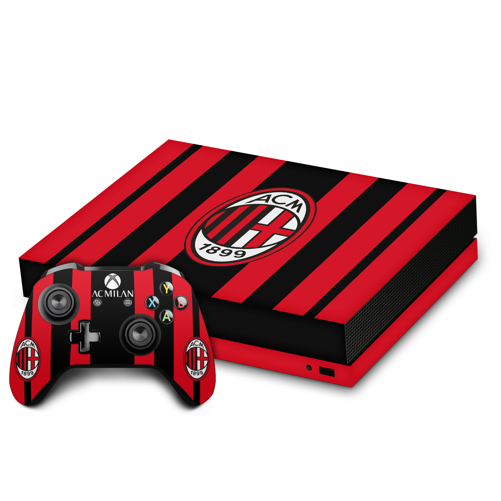 OFFICIAL AC MILAN 2021/22 CREST KIT VINYL SKIN DECAL FOR XBOX ONE X BUNDLE