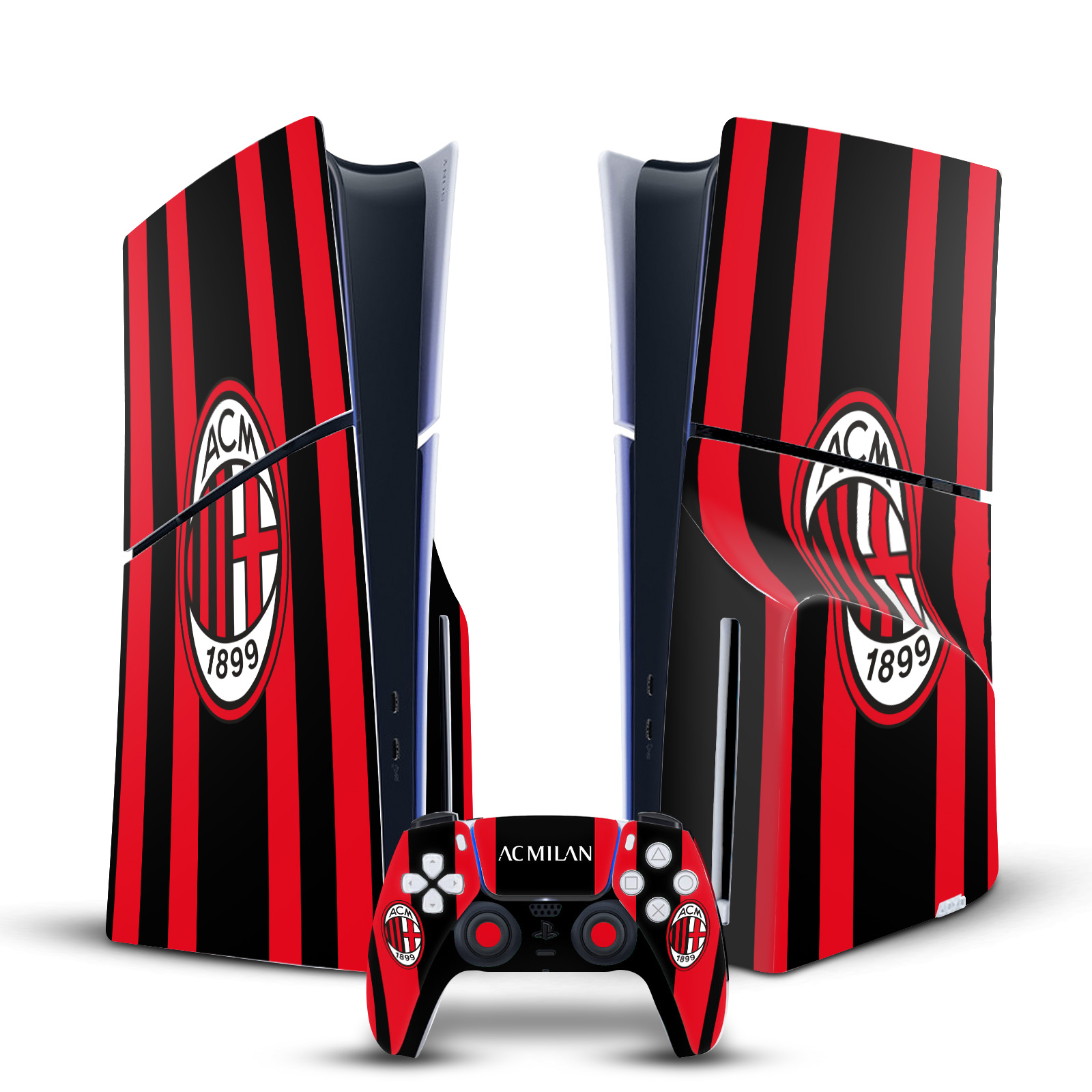 OFFICIAL AC MILAN 2021/22 CREST KIT VINYL SKIN FOR PS5 SLIM DISC EDITION BUNDLE