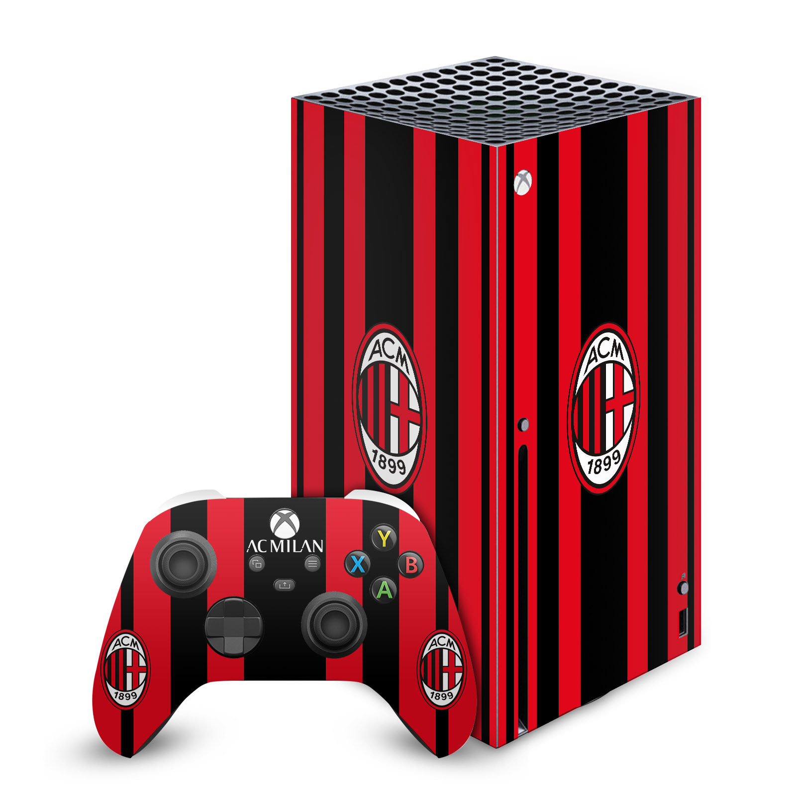 OFFICIAL AC MILAN 2021/22 CREST KIT VINYL SKIN FOR SERIES X CONSOLE & CONTROLLER