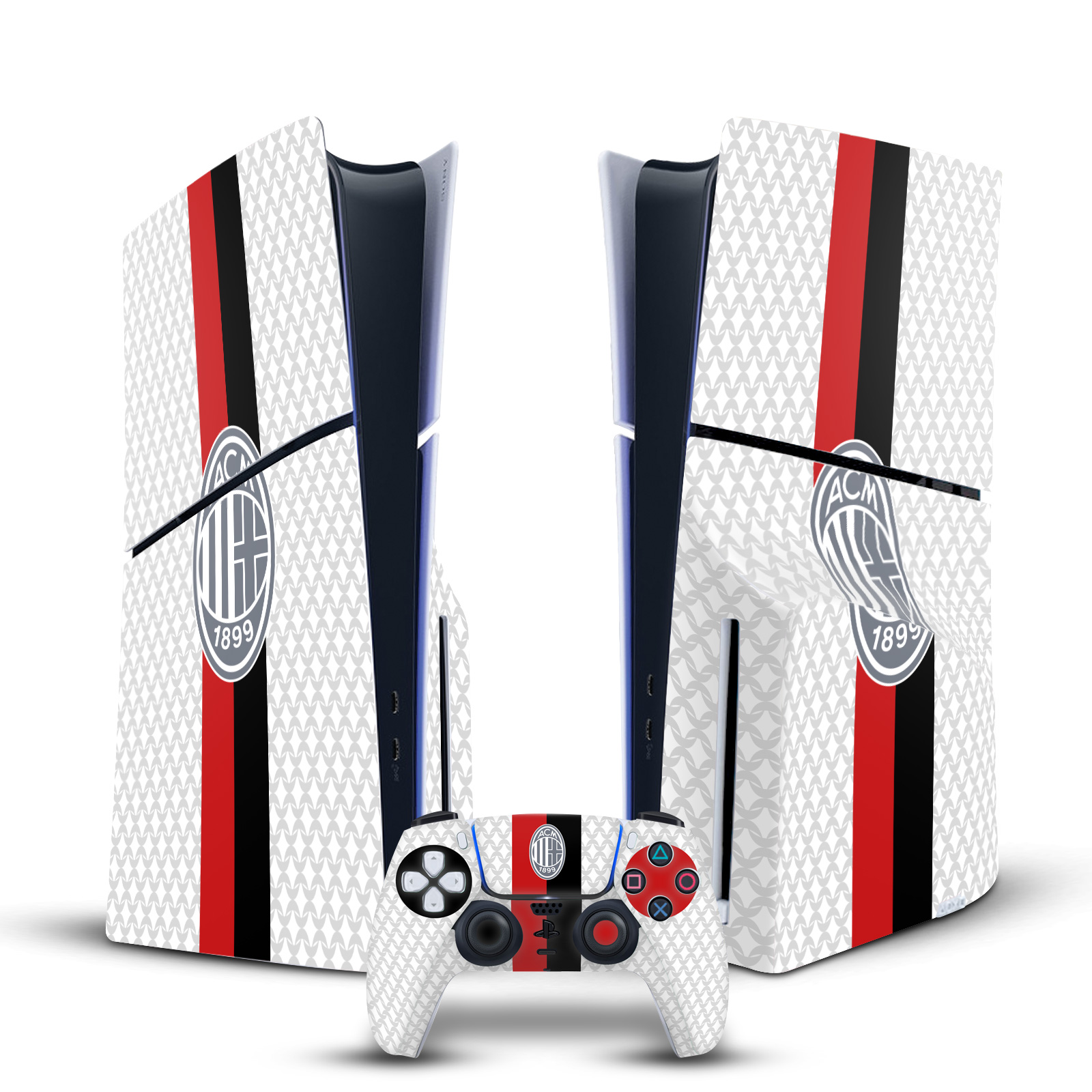 OFFICIAL AC MILAN 2023/24 CREST KIT VINYL SKIN FOR PS5 SLIM DISC EDITION BUNDLE