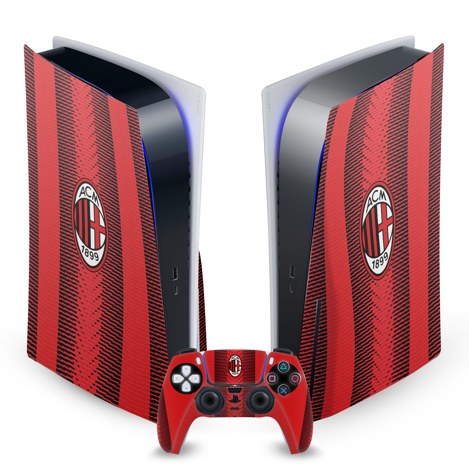 OFFICIAL AC MILAN 2023/24 CREST KIT VINYL SKIN FOR SONY PS5 DISC EDITION BUNDLE