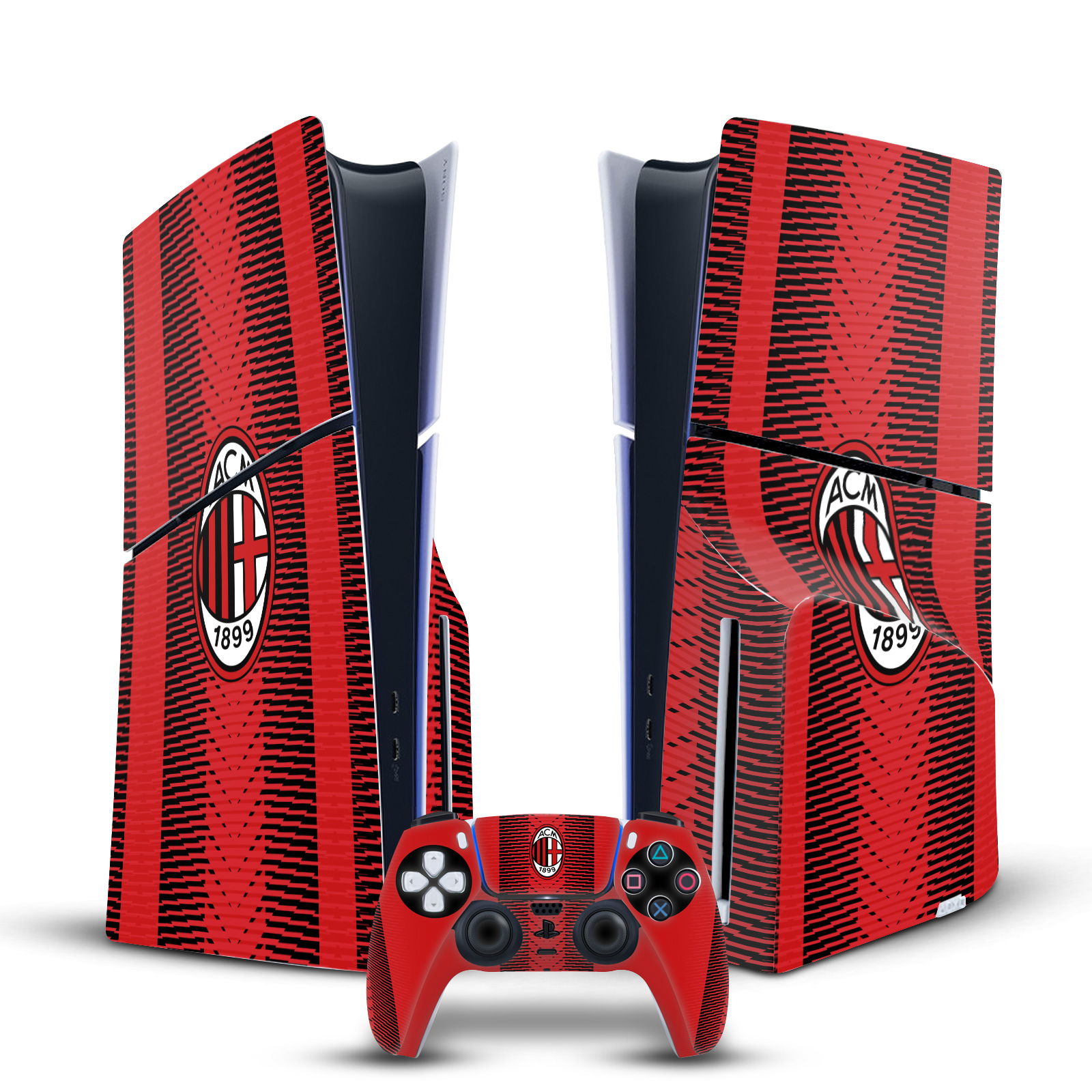 OFFICIAL AC MILAN 2023/24 CREST KIT VINYL SKIN FOR PS5 SLIM DISC EDITION BUNDLE