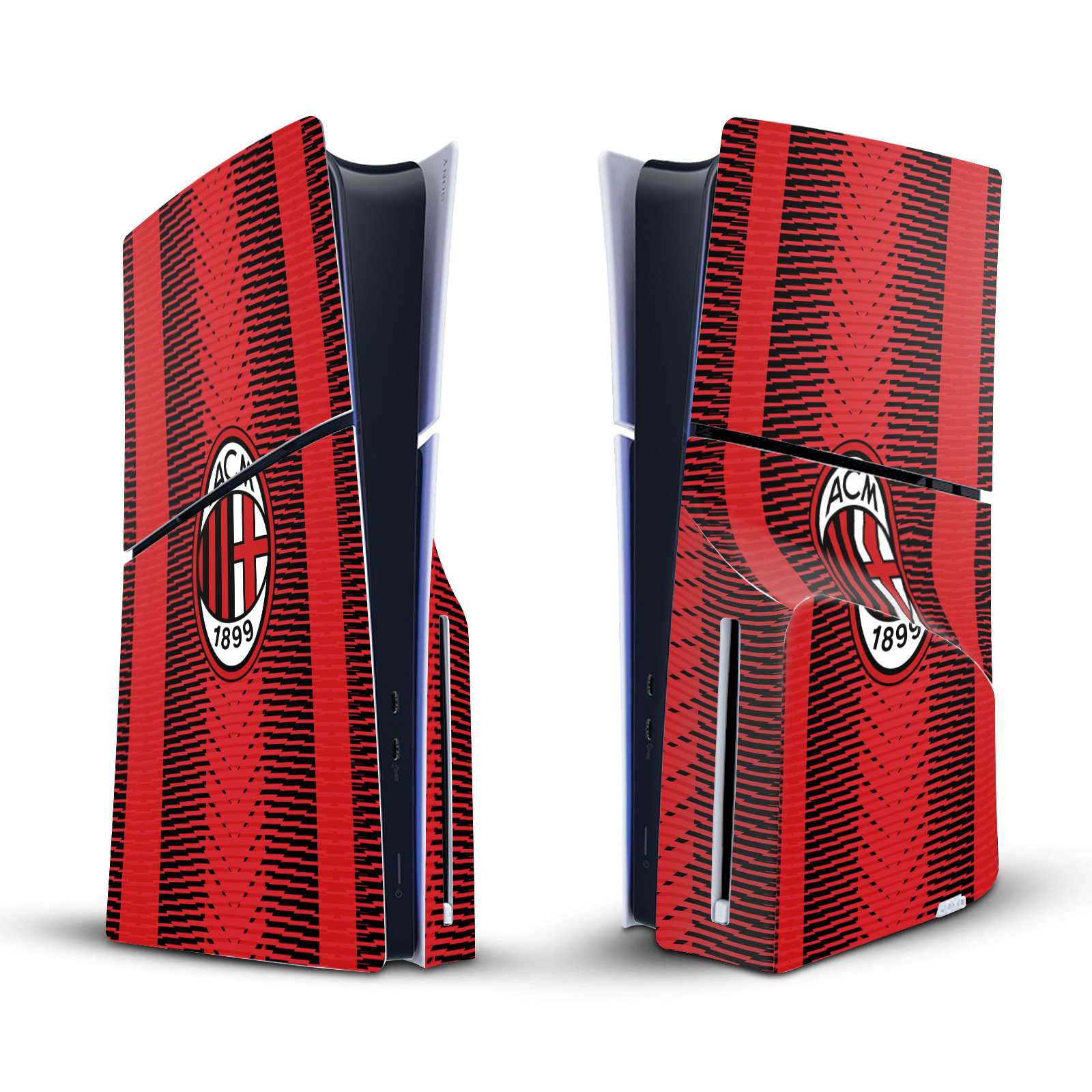 OFFICIAL AC MILAN 2023/24 CREST KIT VINYL SKIN FOR SONY PS5 SLIM DISC CONSOLE