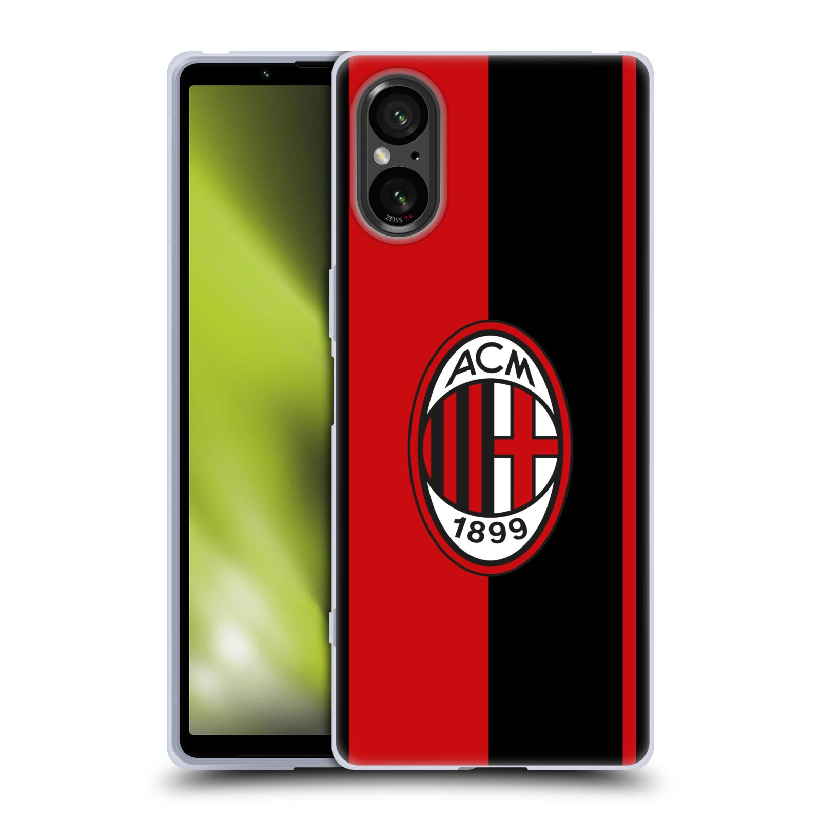 Silikonové pouzdro na mobil Sony Xperia 5 V - AC Milan (Silikonový kryt, obal, pouzdro na mobilní telefon Sony Xperia 5 V s licencovaným motivem AC Milan)