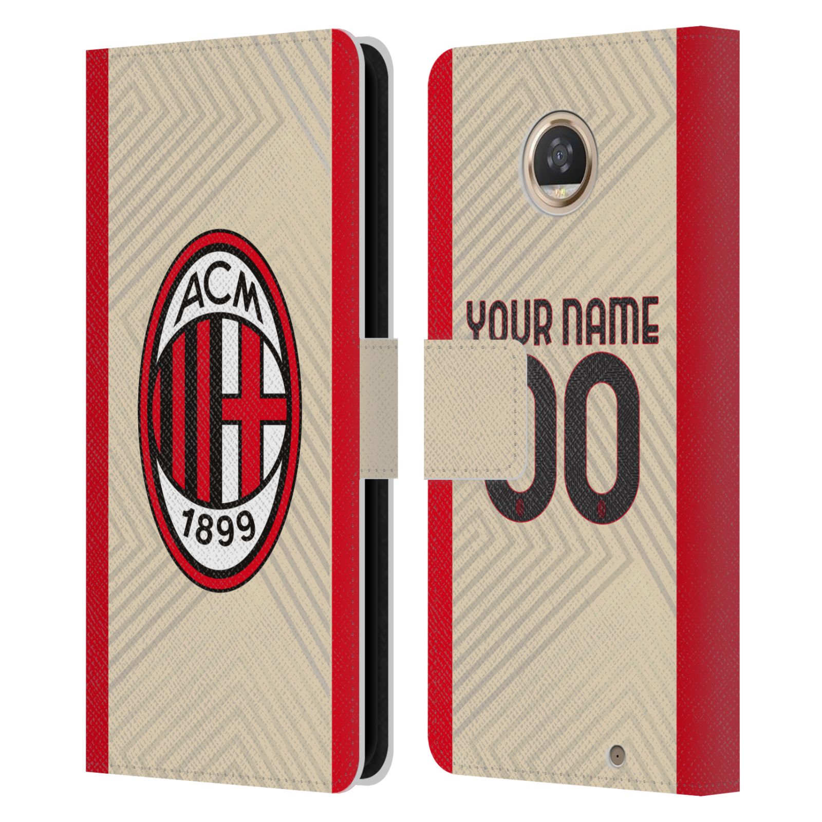 CUSTOM PERSONALIZED AC MILAN 2022/23 KIT LEATHER BOOK CASE FOR MOTOROLA PHONES 2 - Picture 7 of 8