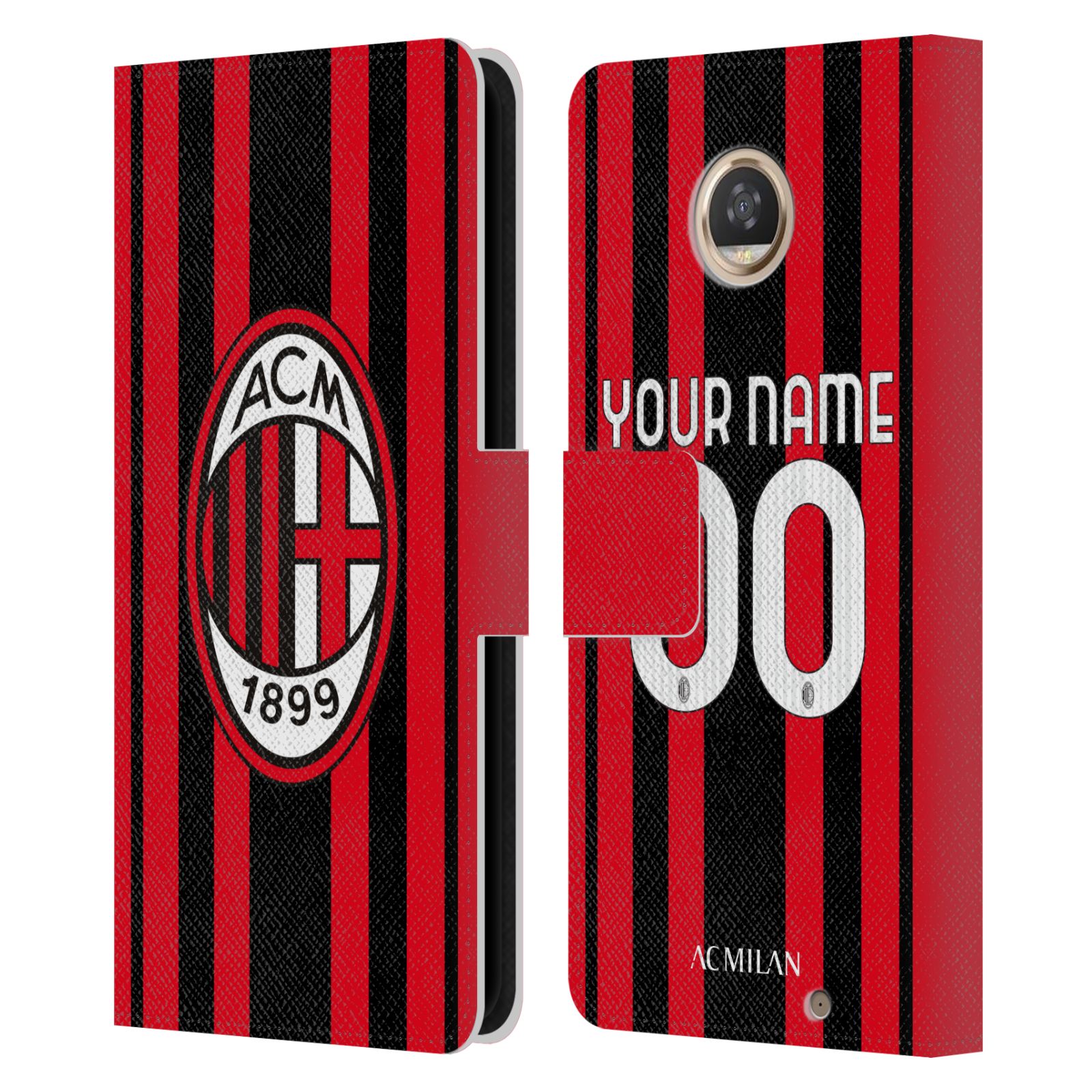 CUSTOM PERSONALIZED AC MILAN 2022/23 KIT LEATHER BOOK CASE FOR MOTOROLA PHONES 2 - Picture 8 of 8