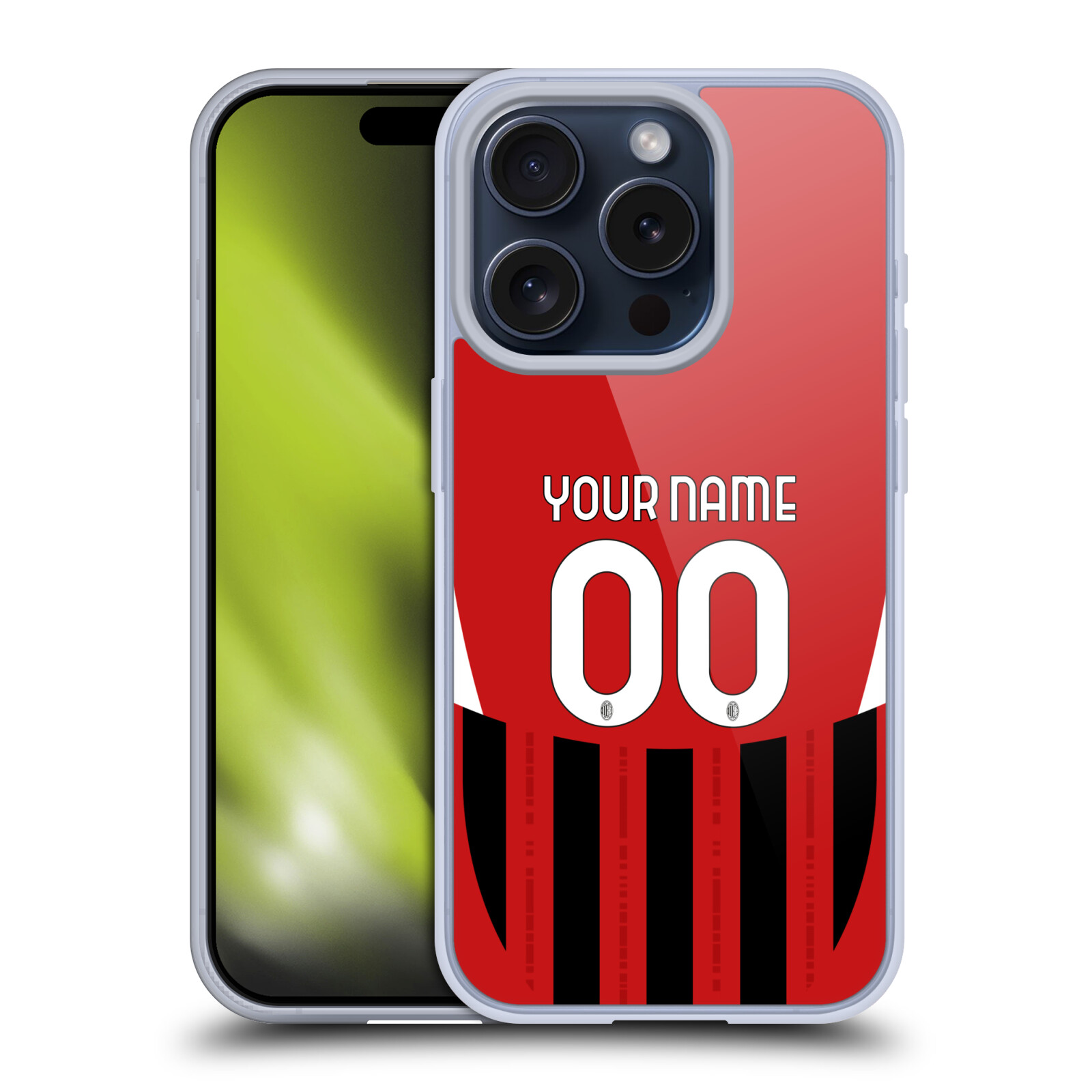 CUSTOM PERSONALIZED AC MILAN 2024/25 KIT SOFT GEL CASE FOR APPLE iPHONE PHONES