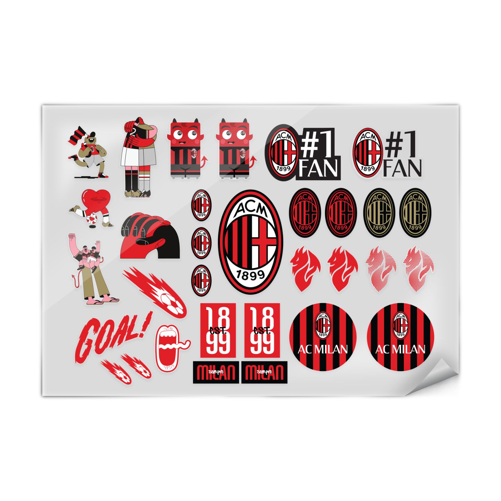 AC MILAN GRAPHIC ICONS STICKERS & SKIN DECALS LAPTOP SMARTPHONE GAMING NOTEBOOK - Picture 7 of 7