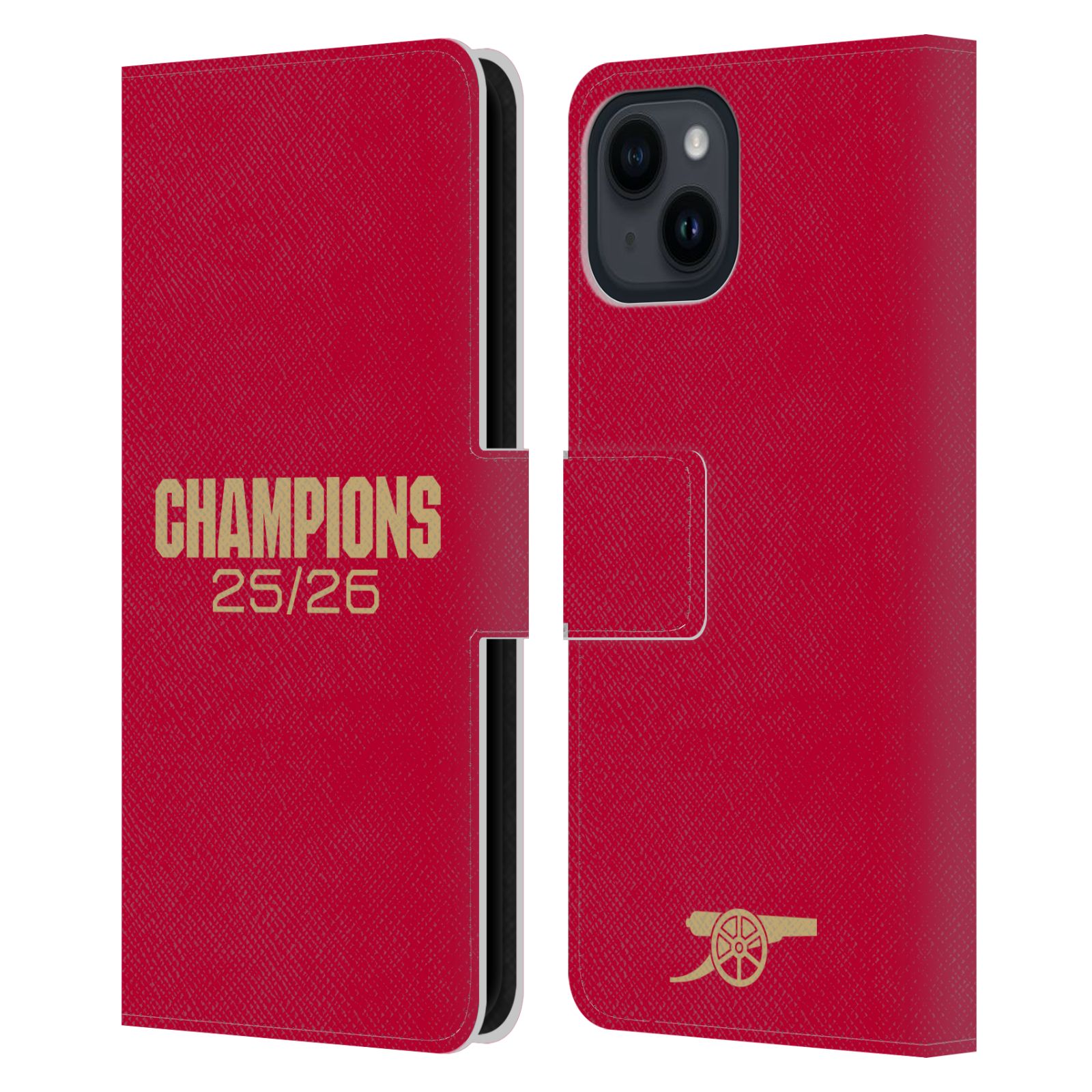 Red Leather Wallet Case for iPhone 15