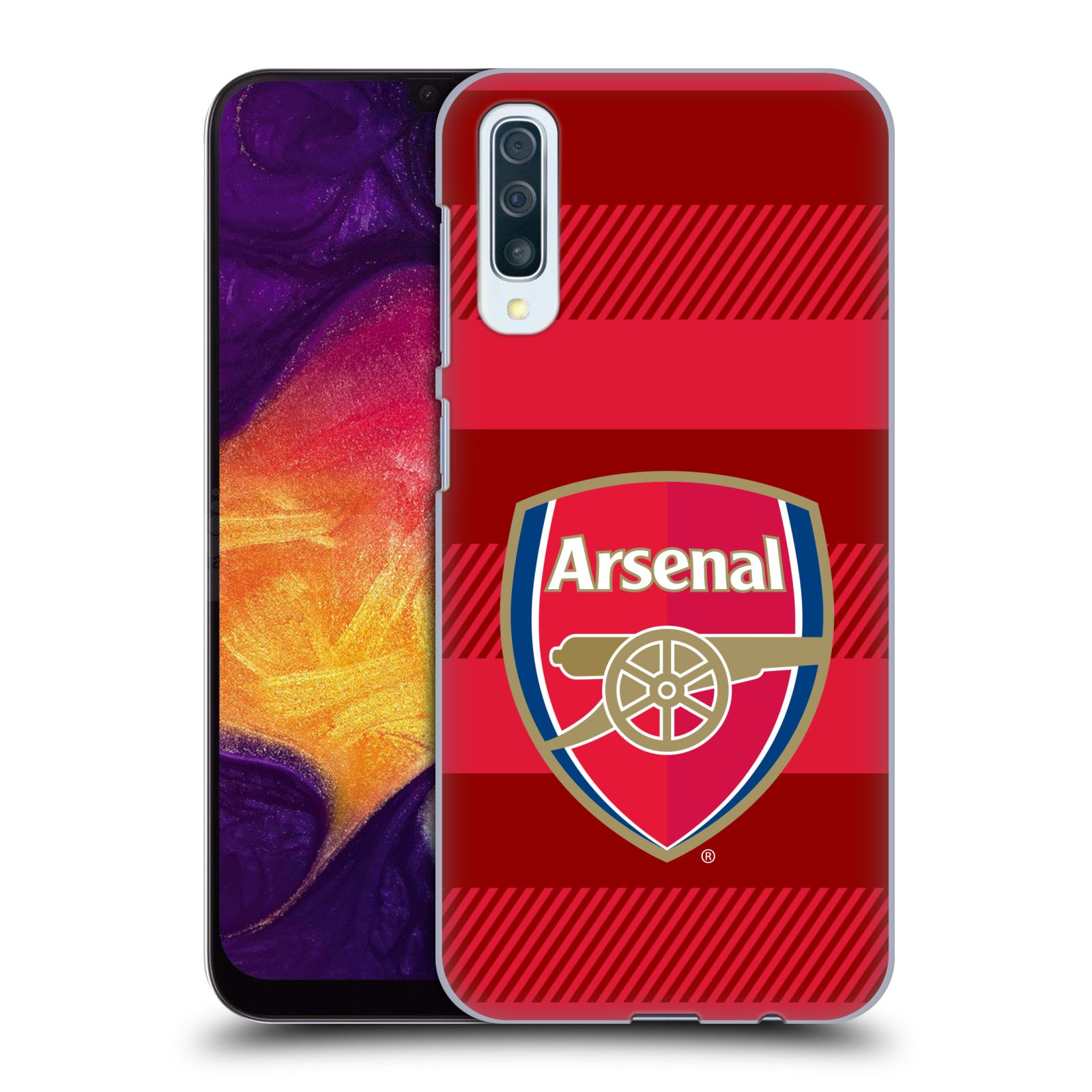 Plastové pouzdro na mobil Samsung Galaxy A50 / A30s - Head Case - Arsenal FC - Logo s pruhy (Plastový kryt, pouzdro, obal na mobilní telefon s motivem klubu Arsenal FC - Logo s pruhy pro Samsung Galaxy A50 / A30s z roku 2019)