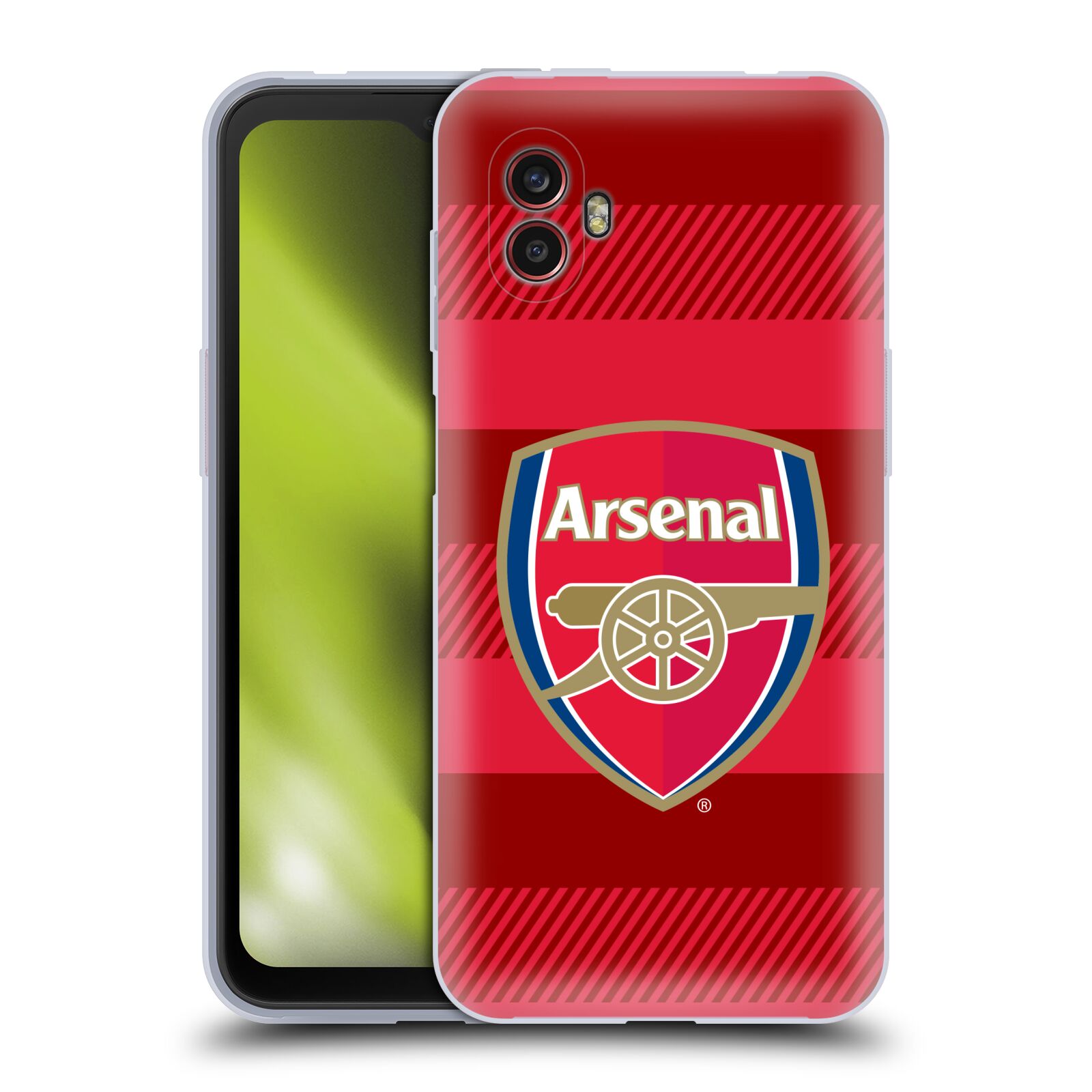 Silikonové pouzdro - Samsung Galaxy Xcover 6 Pro - Head Case - Arsenal FC - Logo s pruhy (Silikonový kryt, obal, pouzdro na mobilní telefon s motivem klubu Arsenal FC - Logo s pruhy pro Samsung Galaxy Xcover 6 Pro)