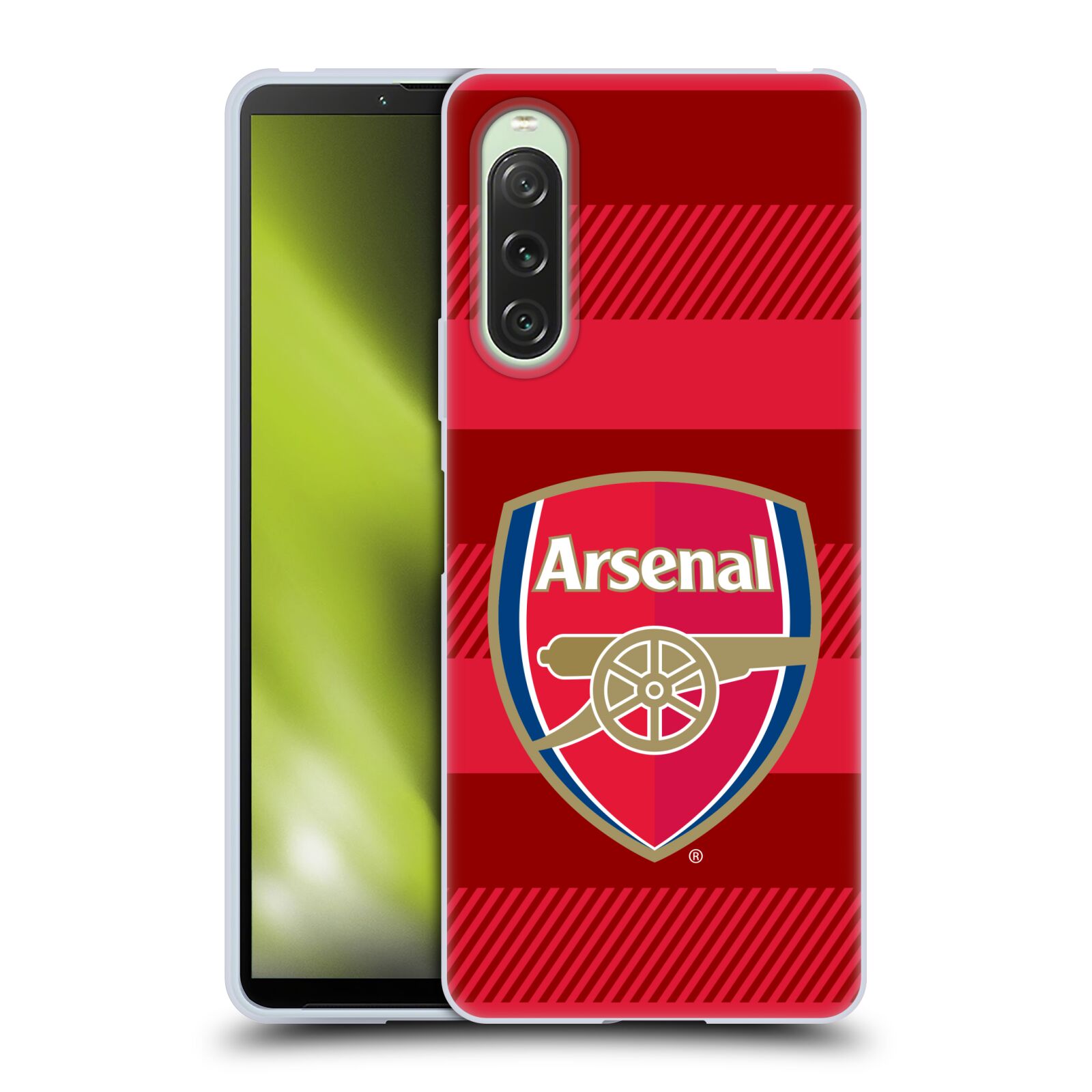 Silikonové pouzdro - Sony Xperia 10 V - Head Case - Arsenal FC - Logo s pruhy (Silikonový kryt, obal, pouzdro na mobilní telefon s motivem klubu Arsenal FC - Logo s pruhy pro Sony Xperia 10 V)