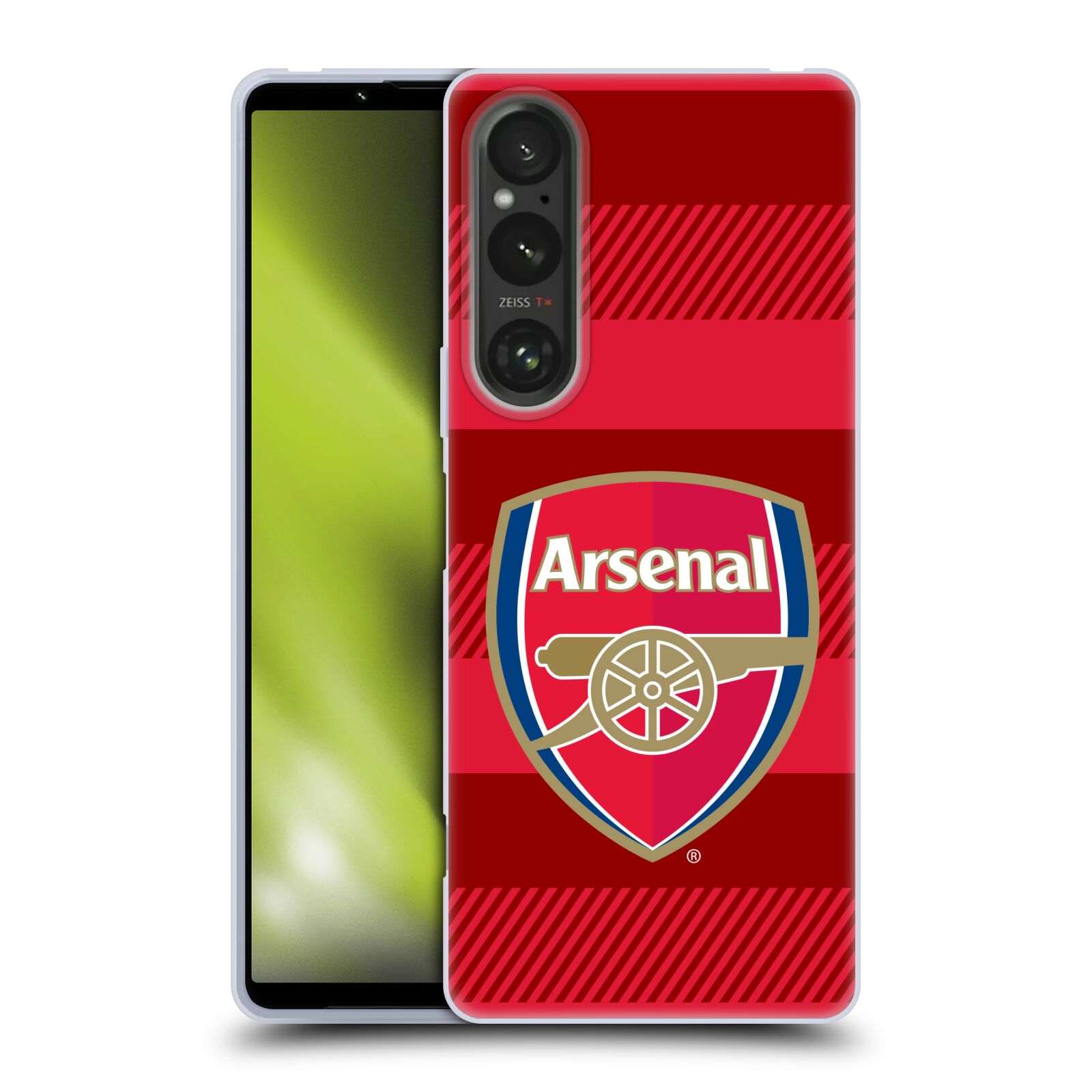 Silikonové pouzdro - Sony Xperia 1 V - Head Case - Arsenal FC - Logo s pruhy (Silikonový kryt, obal, pouzdro na mobilní telefon s motivem klubu Arsenal FC - Logo s pruhy pro Sony Xperia 1 V)