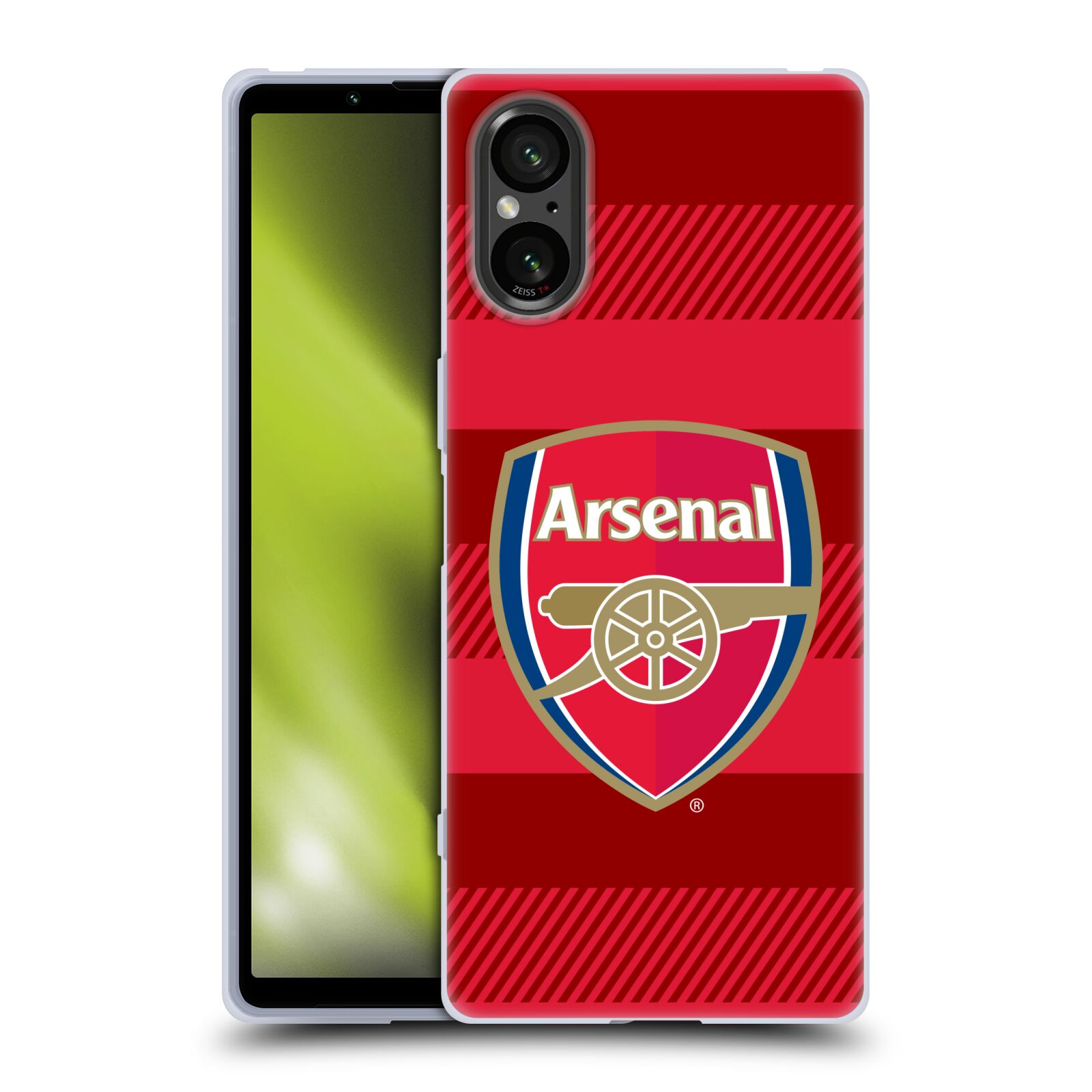 Silikonové pouzdro - Sony Xperia 5 V - Head Case - Arsenal FC - Logo s pruhy (Silikonový kryt, obal, pouzdro na mobilní telefon s motivem klubu Arsenal FC - Logo s pruhy pro Sony Xperia 5 V)