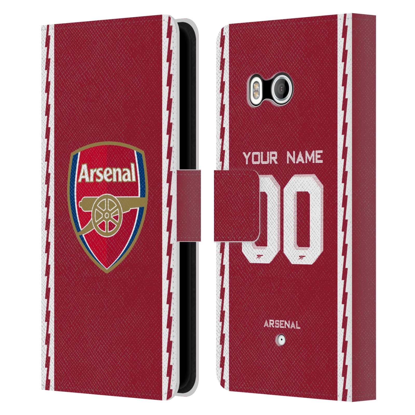 CUSTOM PERSONALIZED ARSENAL FC 2022/23 KIT LEATHER BOOK CASE FOR HTC PHONES 1 - Picture 7 of 7