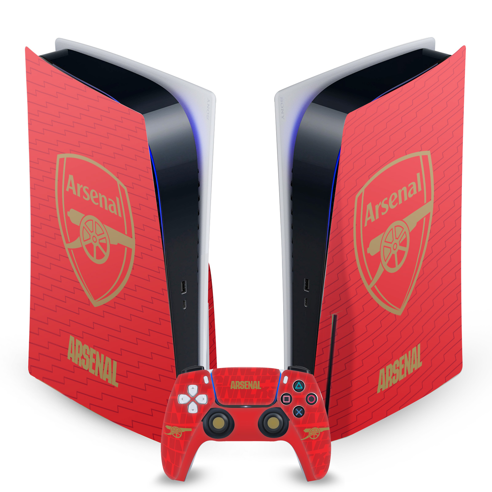 OFFICIAL ARSENAL FC LOGOS VINYL SKIN DECAL FOR SONY PS5 DISC EDITION BUNDLE