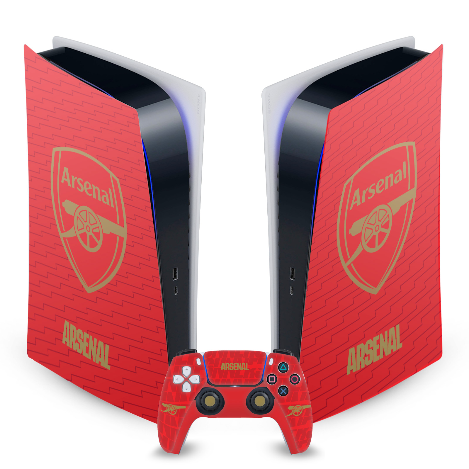 OFFICIAL ARSENAL FC LOGOS VINYL SKIN DECAL FOR SONY PS5 DIGITAL EDITION BUNDLE