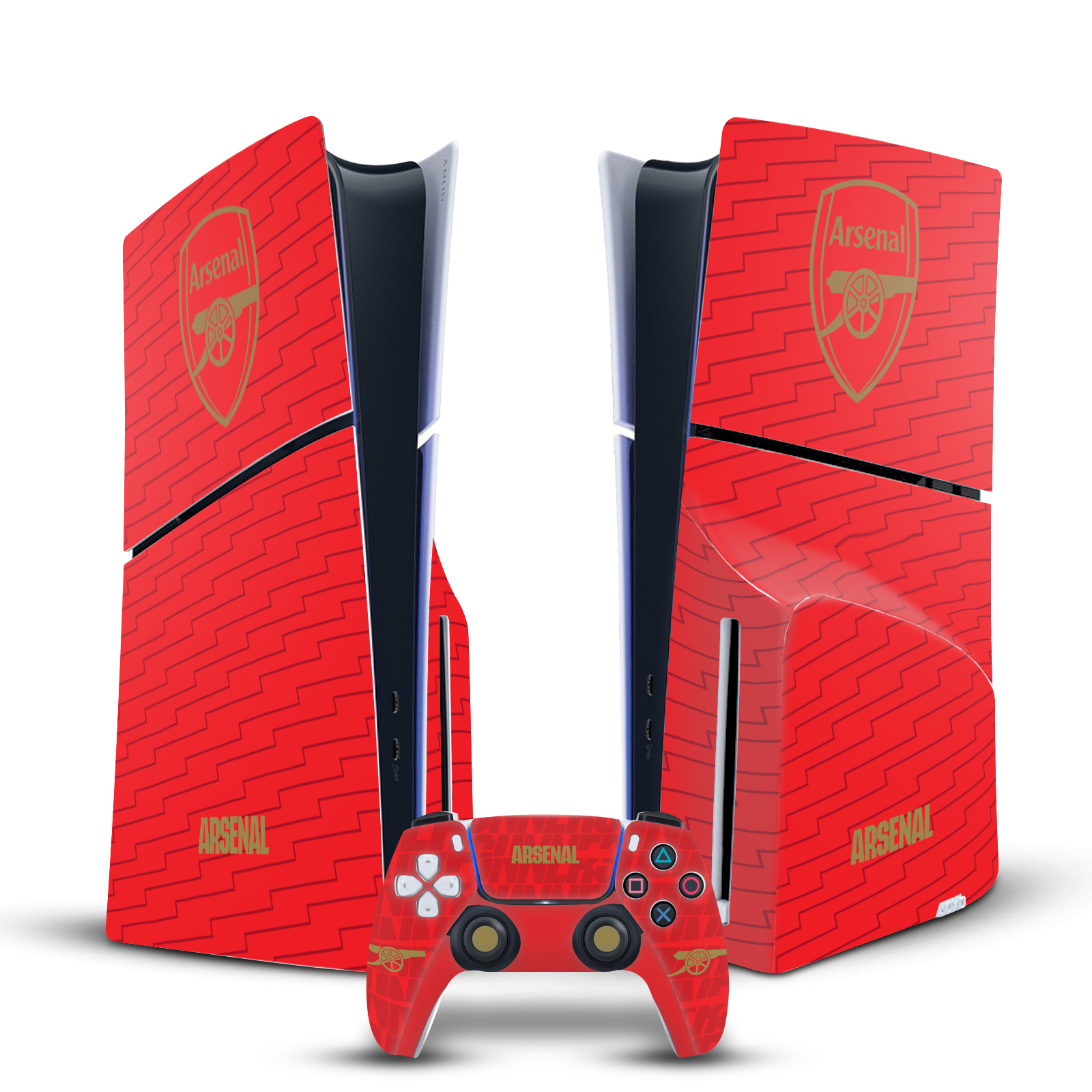 ARSENAL FC LOGOS VINYL SKIN DECAL FOR SONY PS5 SLIM DISC CONSOLE & CONTROLLER