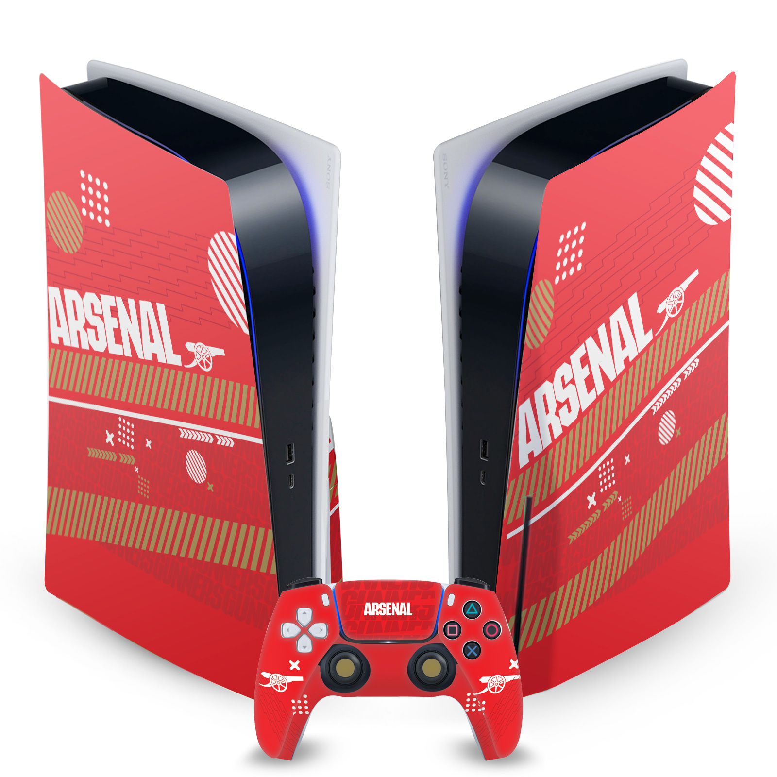 OFFICIAL ARSENAL FC LOGOS VINYL SKIN DECAL FOR SONY PS5 DISC EDITION BUNDLE