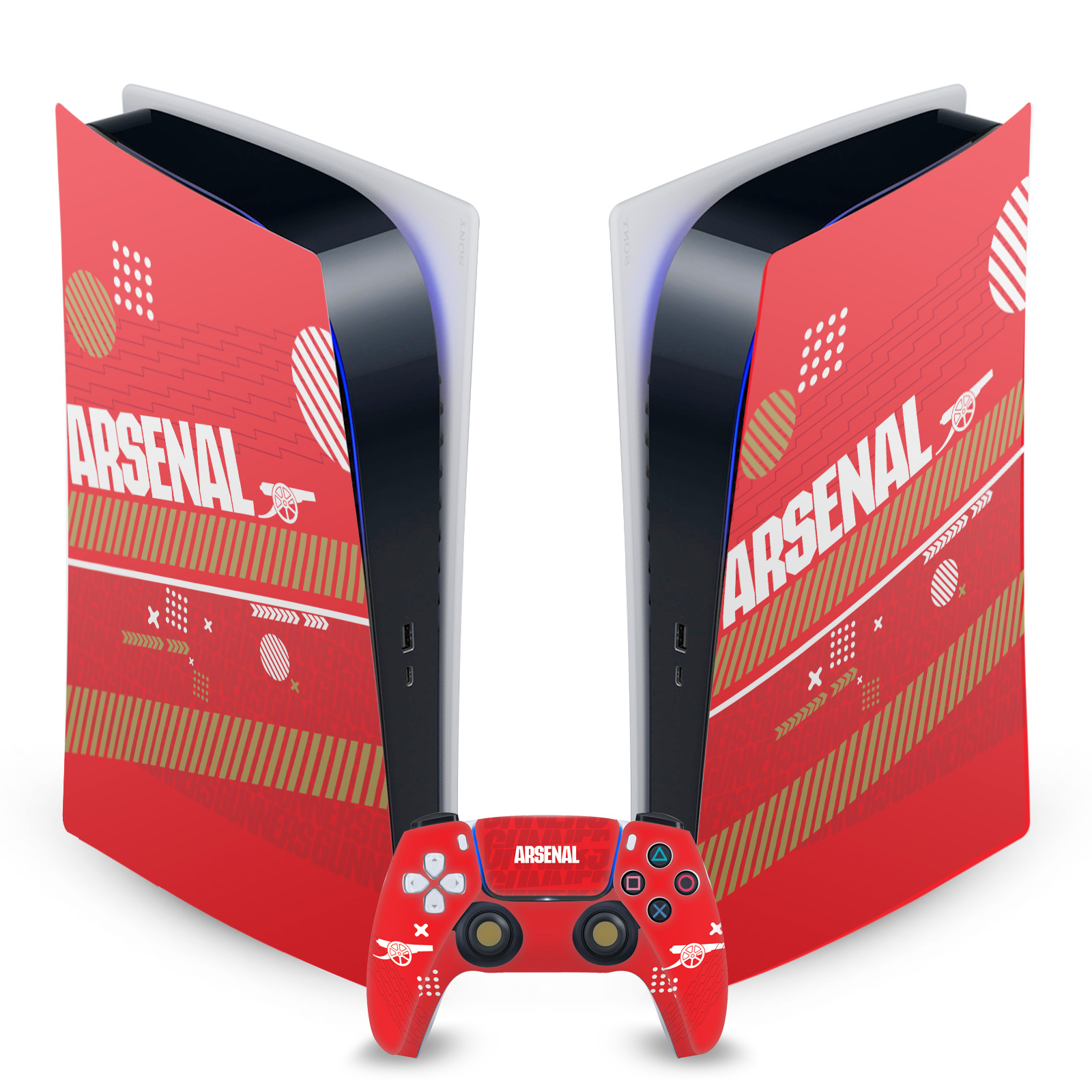 OFFICIAL ARSENAL FC LOGOS VINYL SKIN DECAL FOR SONY PS5 DIGITAL EDITION BUNDLE