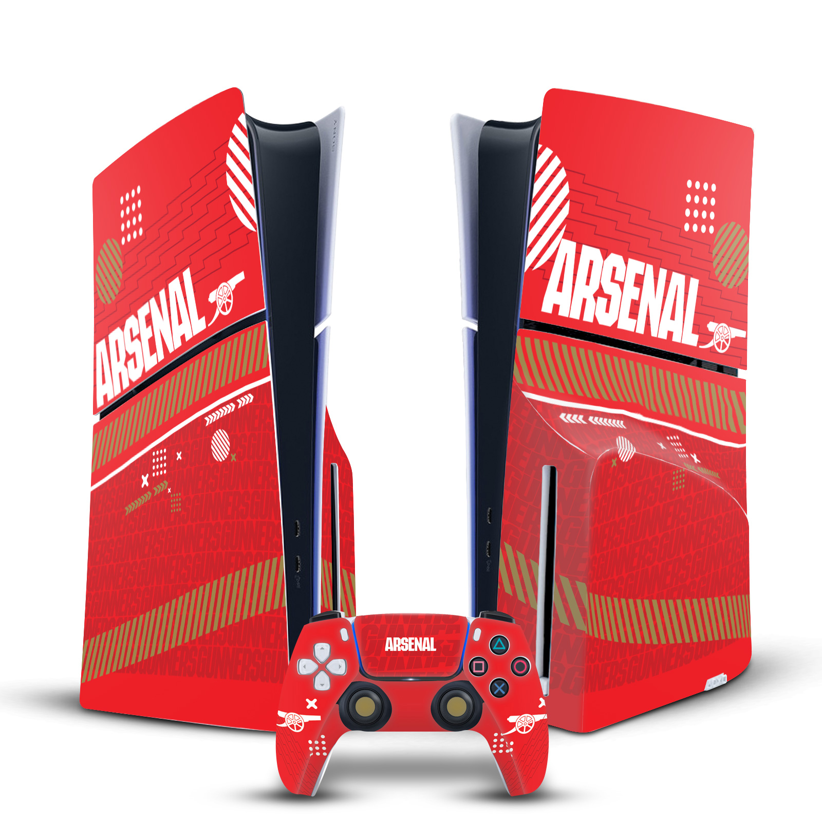 ARSENAL FC LOGOS VINYL SKIN DECAL FOR SONY PS5 SLIM DISC CONSOLE & CONTROLLER