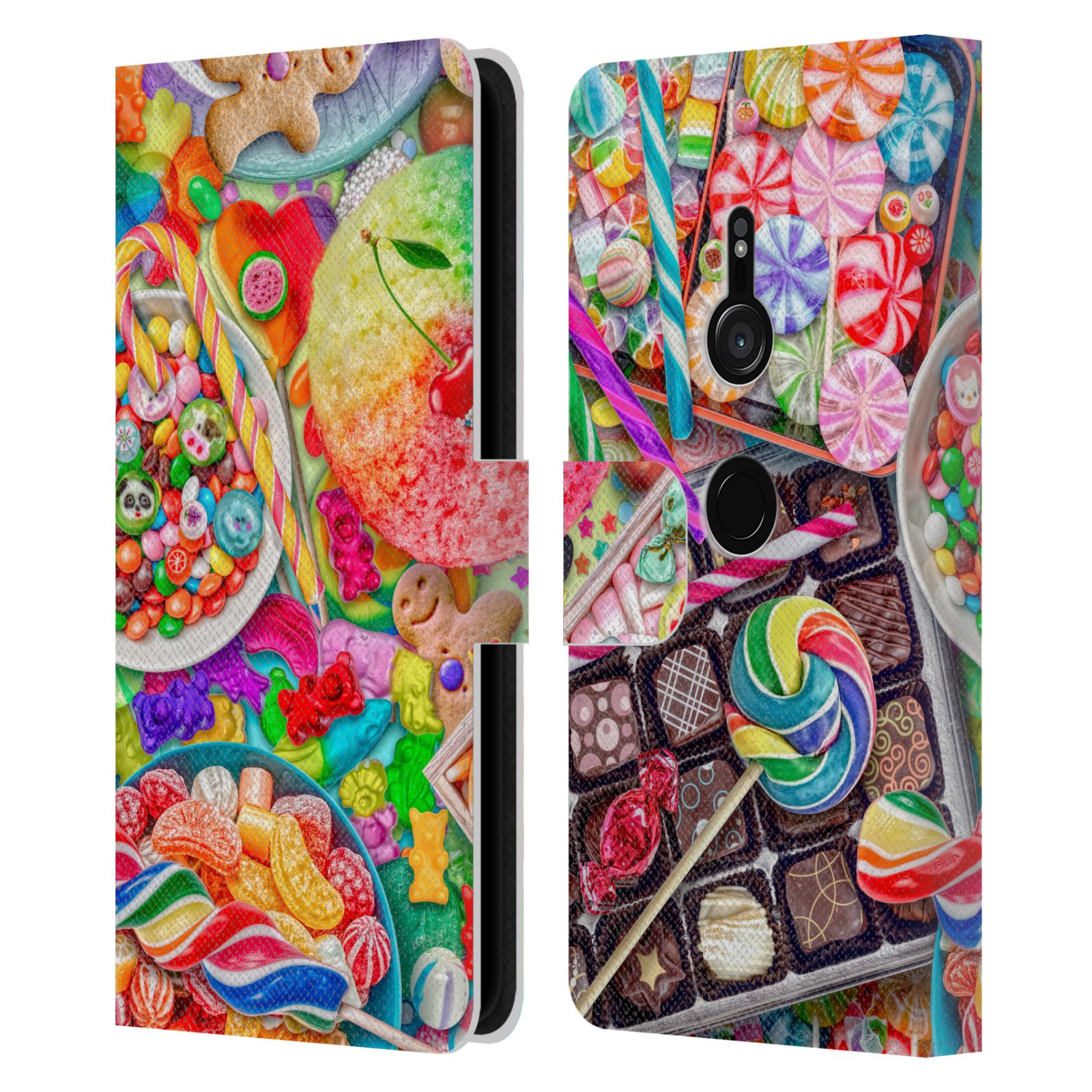 OFFICIAL AIMEE STEWART COLOURFUL SWEETS LEATHER BOOK CASE FOR SONY PHONES 1 - Picture 8 of 12
