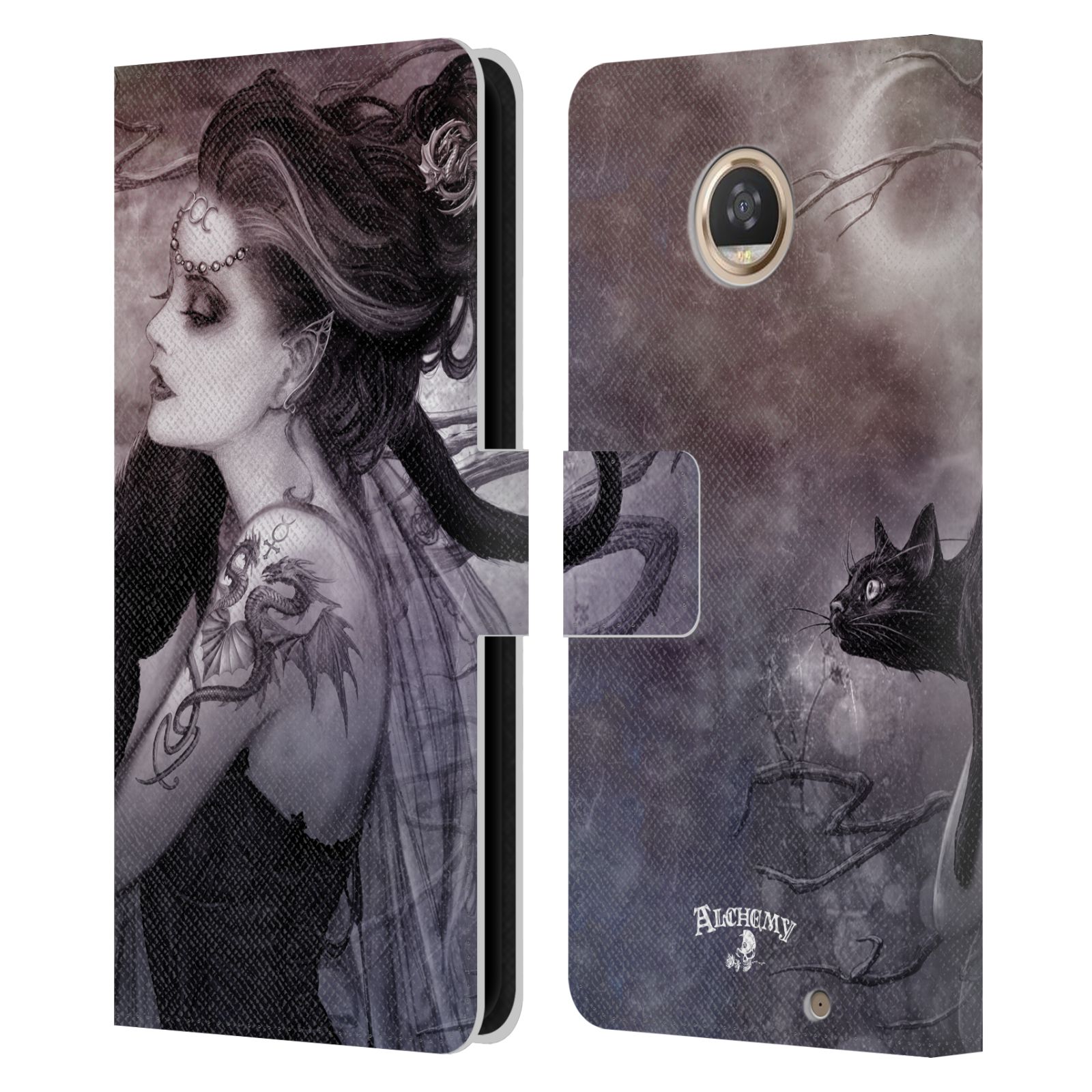 OFFICIAL ALCHEMY GOTHIC GRAPHIC ART LEATHER BOOK WALLET CASE FOR MOTOROLA PHONES