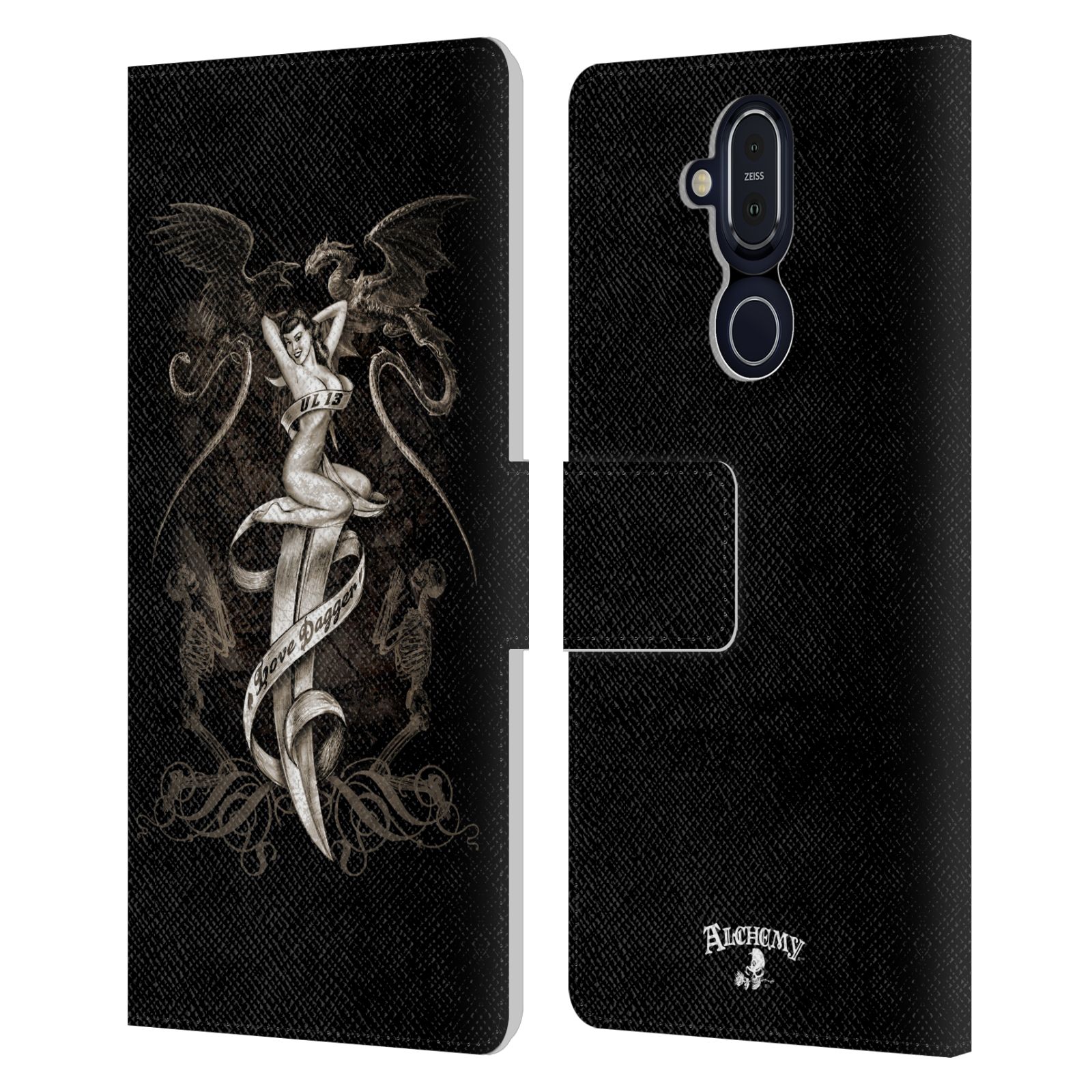 OFFICIAL ALCHEMY GOTHIC WOMAN LEATHER BOOK WALLET CASE COVER FOR NOKIA PHONES - Picture 13 of 21