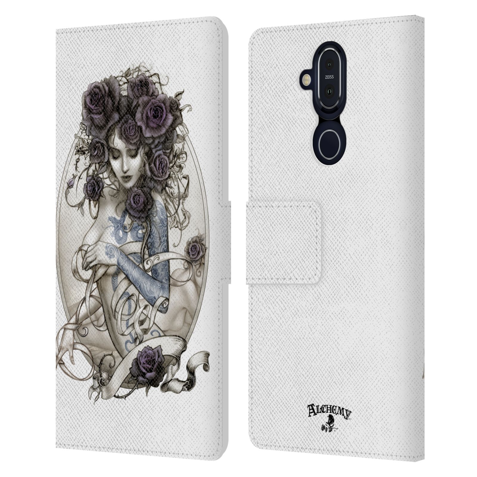 OFFICIAL ALCHEMY GOTHIC WOMAN LEATHER BOOK WALLET CASE COVER FOR NOKIA PHONES - Picture 12 of 21