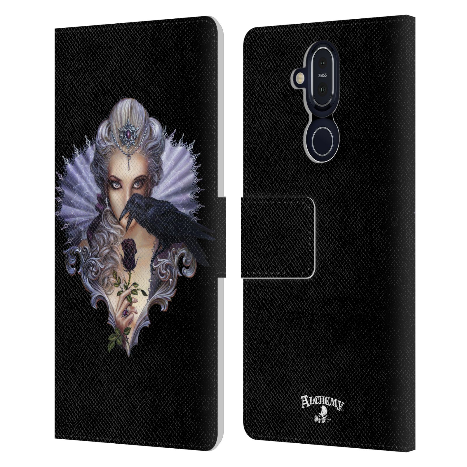 OFFICIAL ALCHEMY GOTHIC WOMAN LEATHER BOOK WALLET CASE COVER FOR NOKIA PHONES - Picture 17 of 21