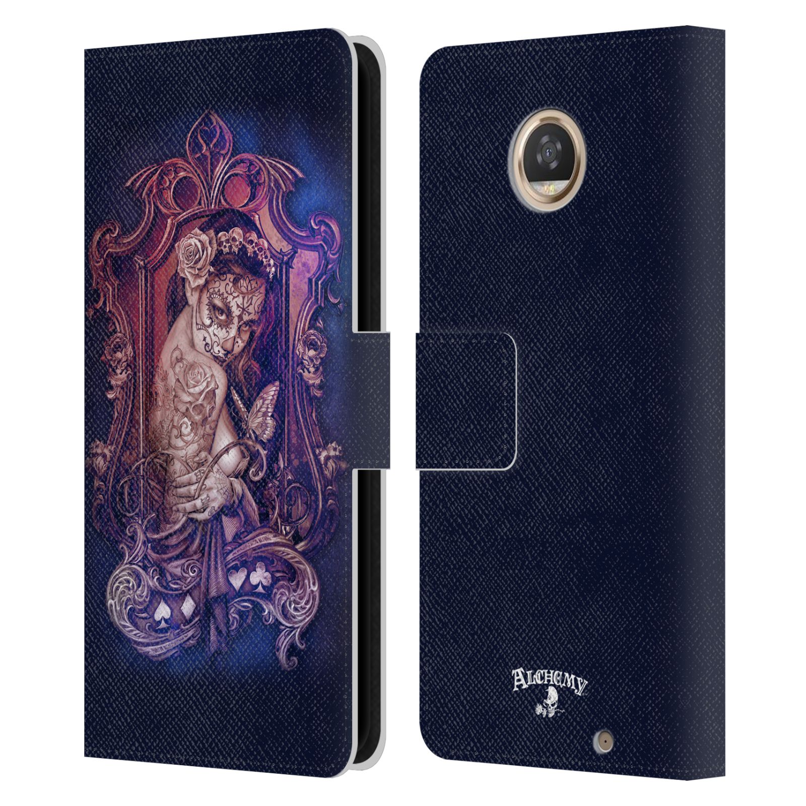 OFFICIAL ALCHEMY GOTHIC WOMAN LEATHER BOOK WALLET CASE COVER FOR MOTOROLA PHONES - Picture 20 of 21