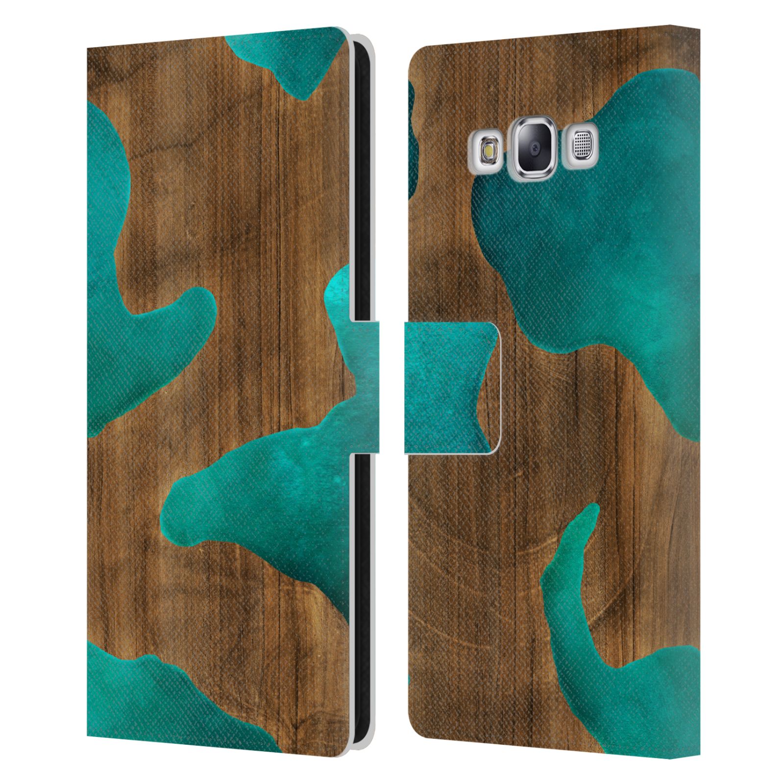 ALYN SPILLER WOOD & RESIN LEATHER BOOK WALLET CASE COVER FOR SAMSUNG PHONES 3
