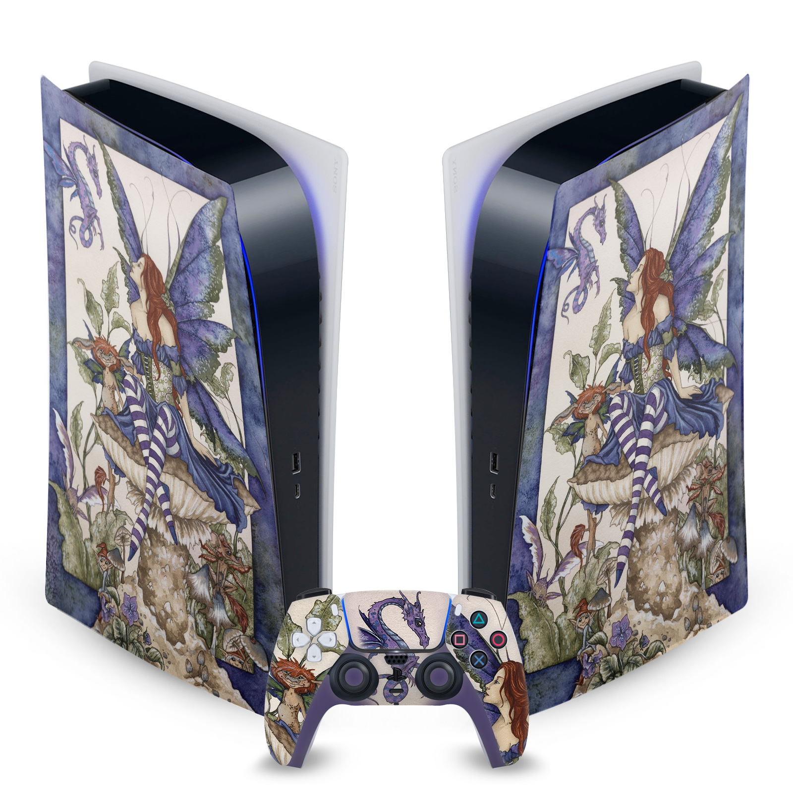 OFFICIAL AMY BROWN FAIRY ART VINYL SKIN FOR SONY PS5 DIGITAL EDITION BUNDLE