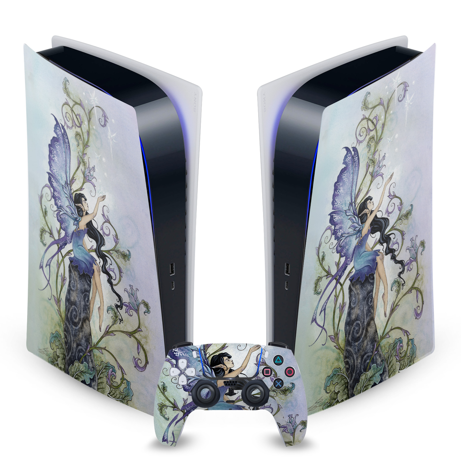 OFFICIAL AMY BROWN FAIRY ART VINYL SKIN FOR SONY PS5 DIGITAL EDITION BUNDLE