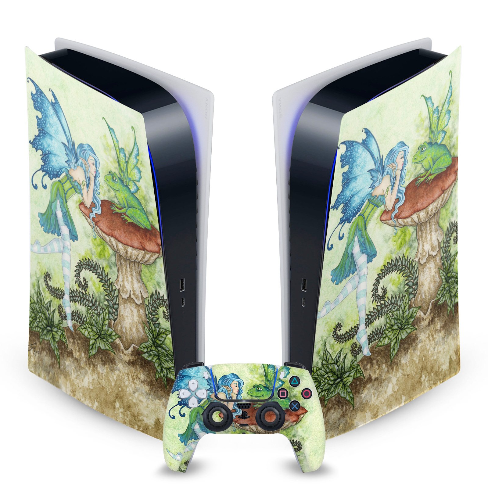 OFFICIAL AMY BROWN FAIRY ART VINYL SKIN FOR SONY PS5 DIGITAL EDITION BUNDLE