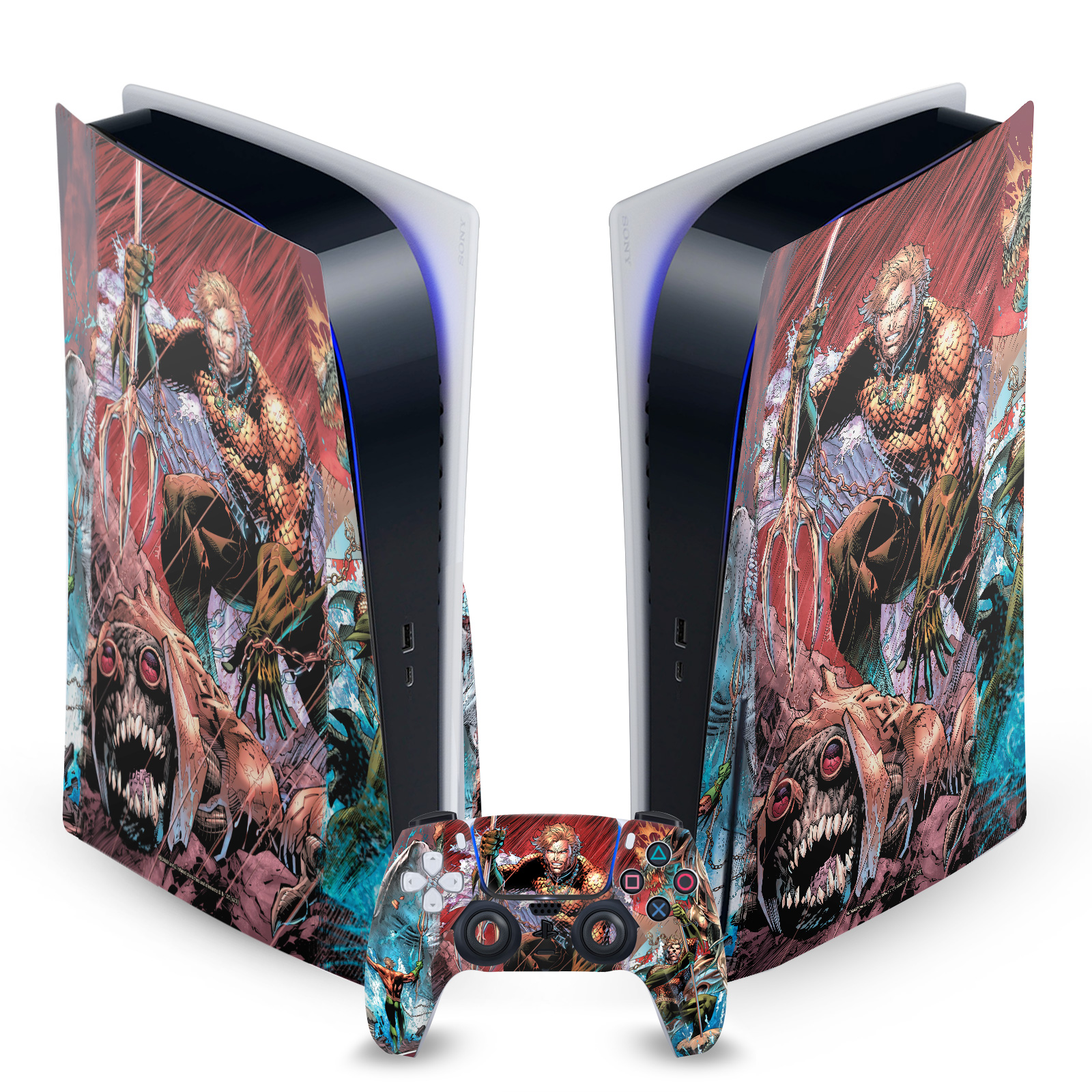 AQUAMAN DC COMICS COMIC BOOK COVER VINYL SKIN FOR SONY PS5 DISC EDITION BUNDLE