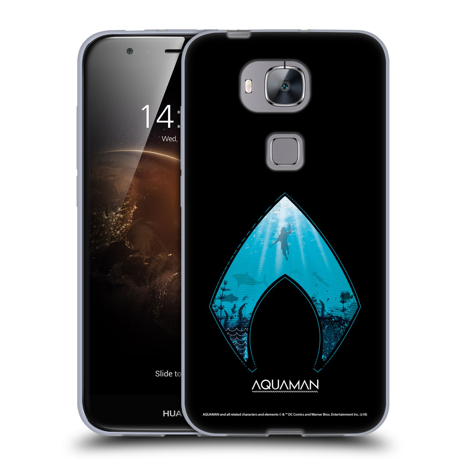 FUNDA DE GEL SUAVE CON LOGOTIPO OFICIAL DE PELÍCULA AQUAMAN PARA TELÉFONOS HUAWEI 2 - Imagen 8 de 18