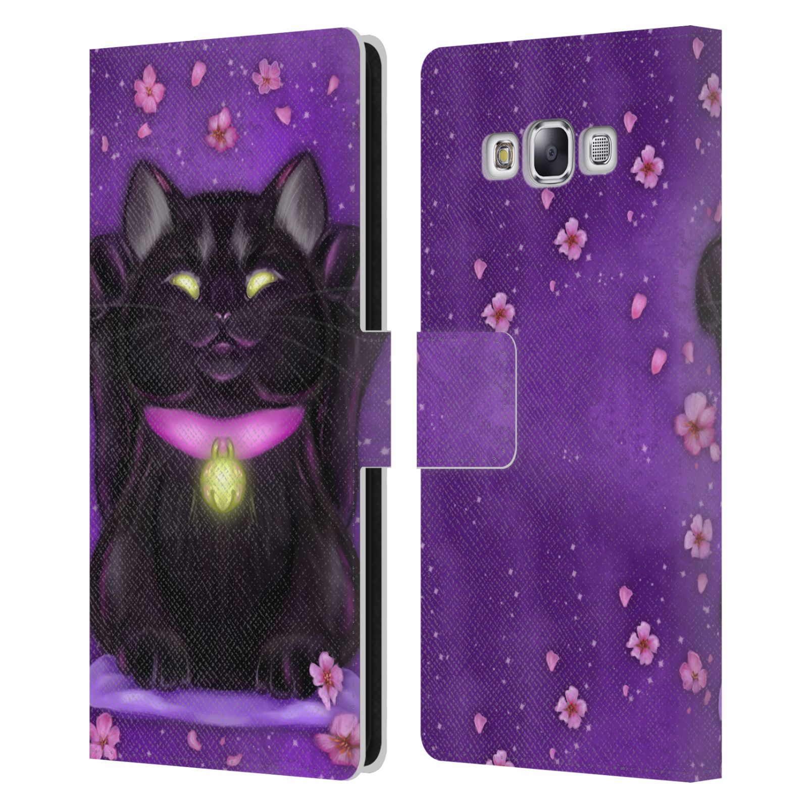 Official Animal Club International Black Cat Faces Leather Book Wallet Case Cover Compatible For Samsung Galaxy S10
