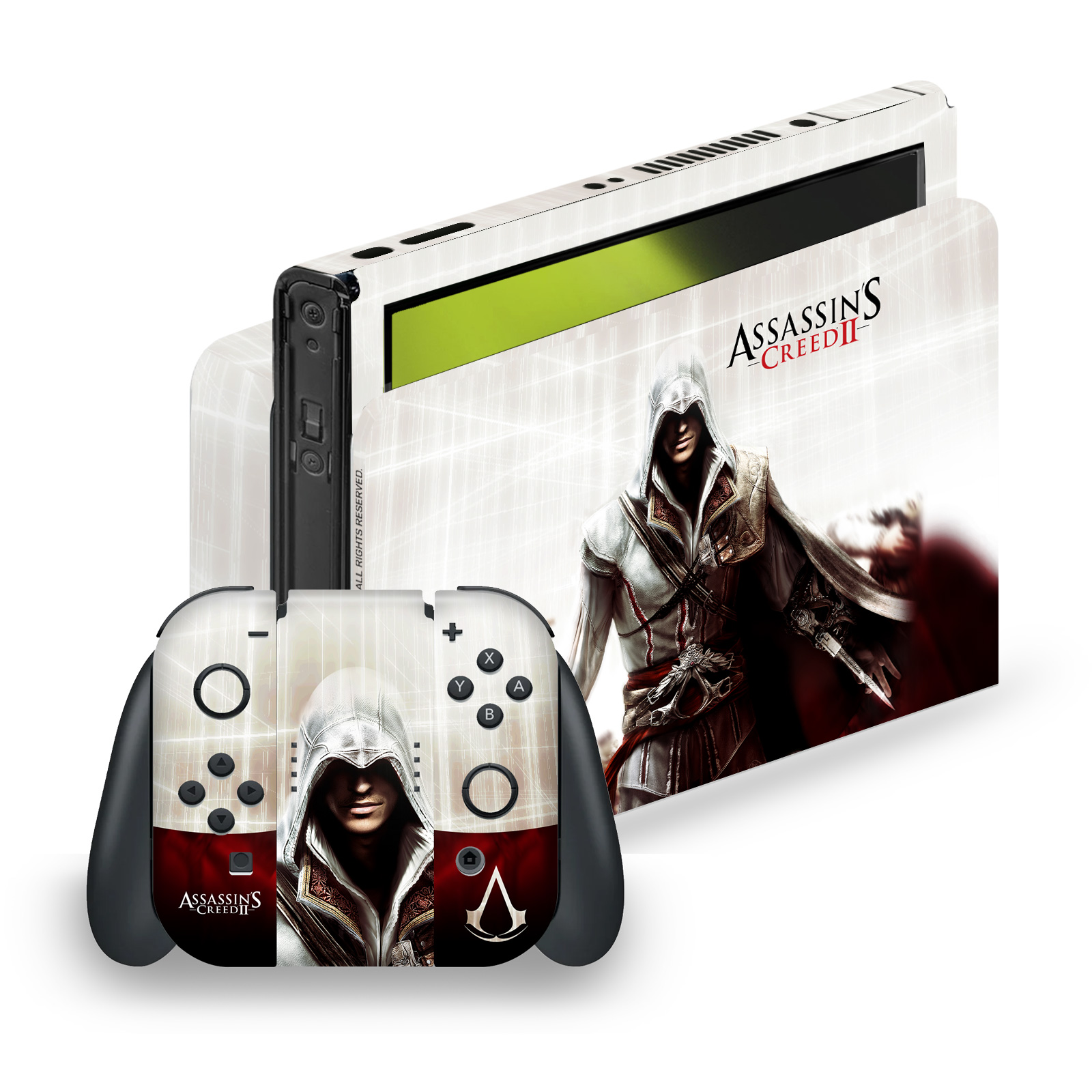 OFFICIAL ASSASSIN'S CREED II GRAPHICS VINYL SKIN FOR NINTENDO SWITCH OLED BUNDLE