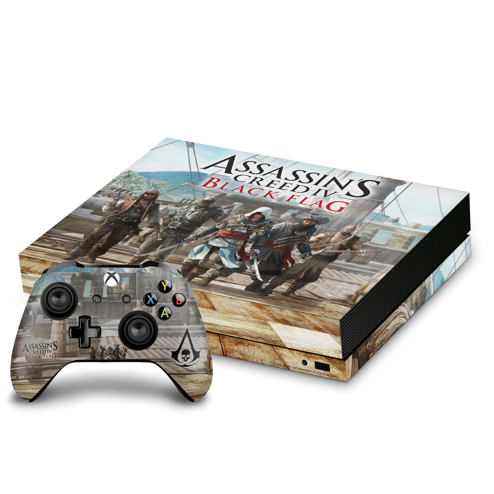ASSASSIN'S CREED BLACK FLAG GRAPHICS VINYL SKIN DECAL FOR XBOX ONE X BUNDLE