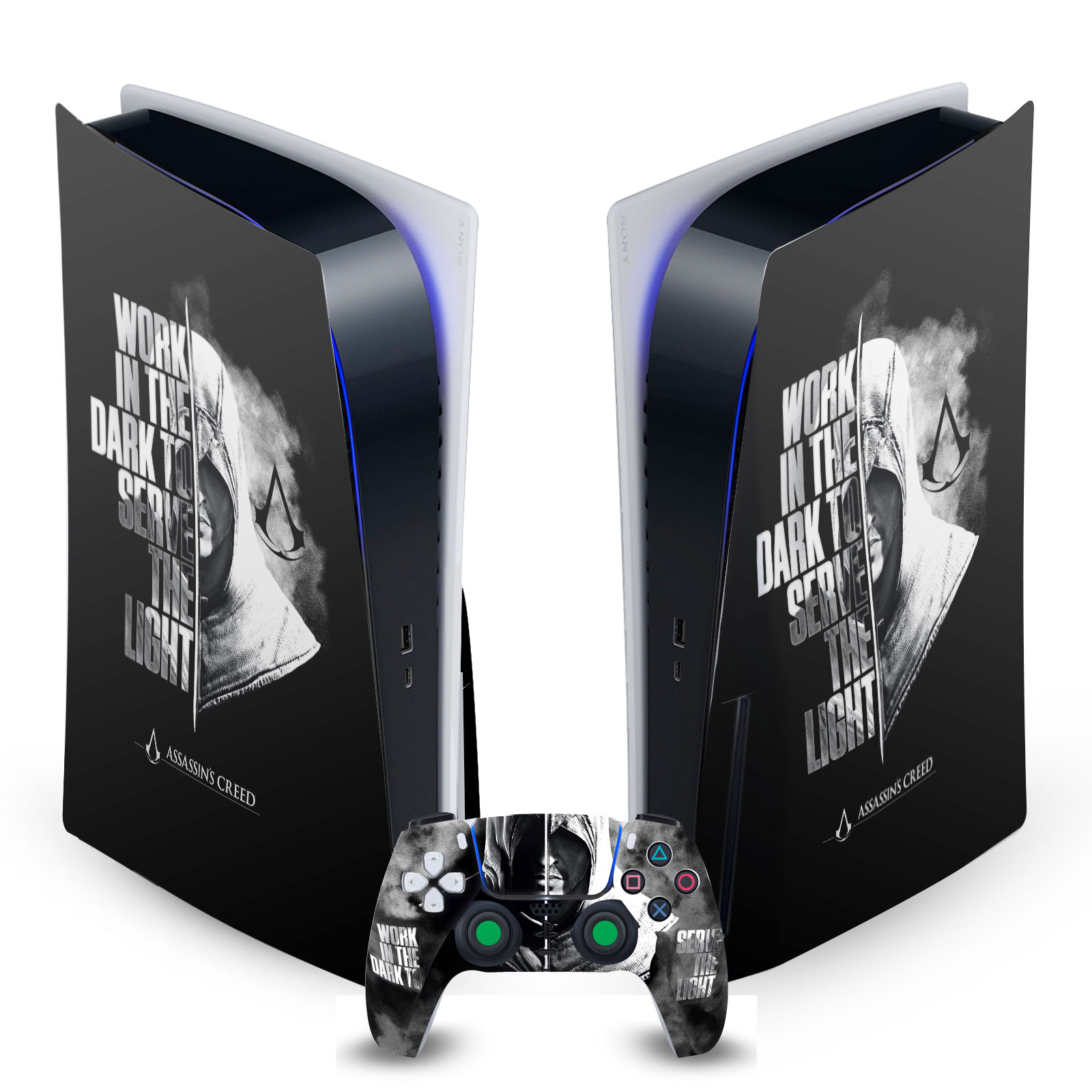 ASSASSIN'S CREED LEGACY TYPOGRAPHY VINYL SKIN FOR SONY PS5 DISC EDITION BUNDLE