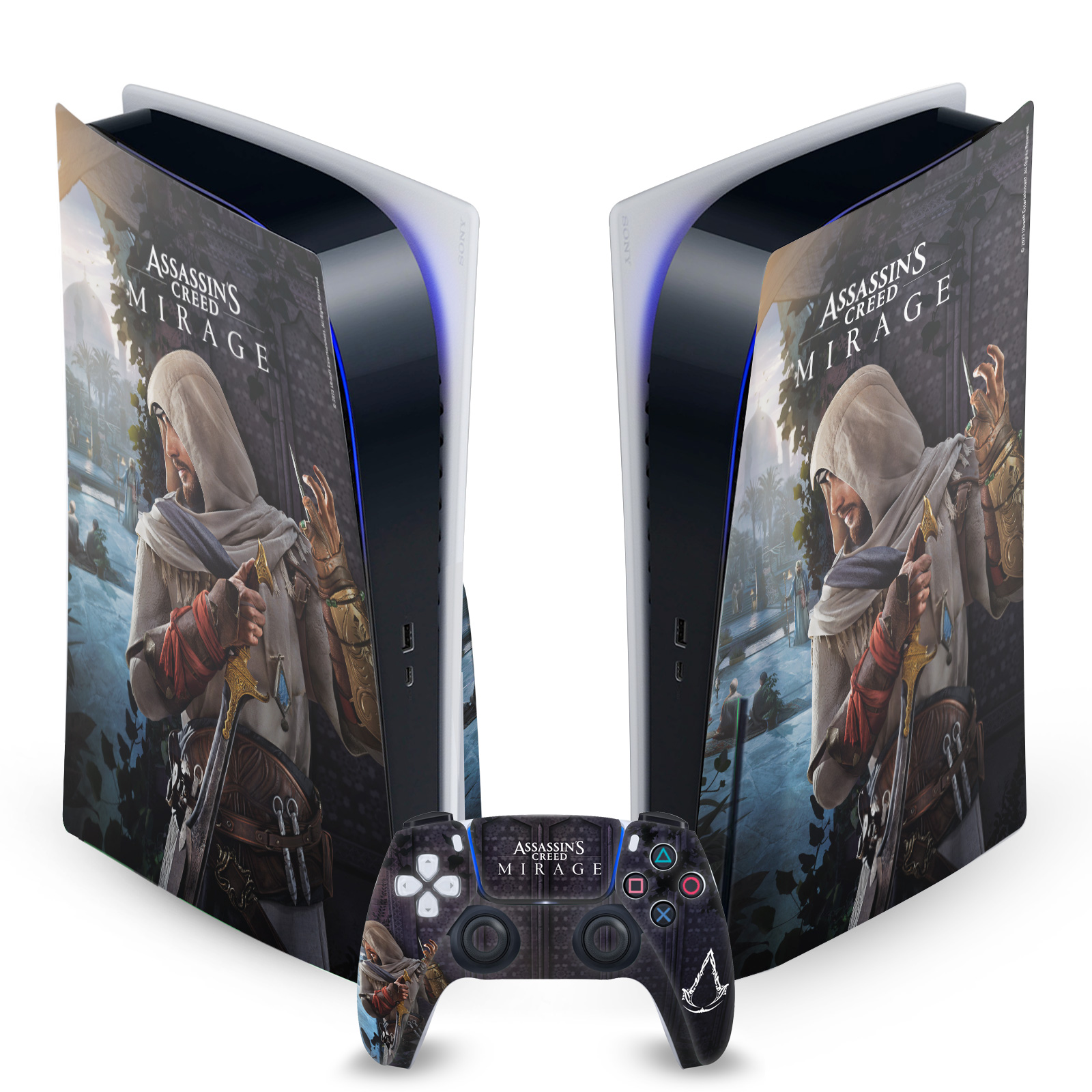 ASSASSIN'S CREED MIRAGE GRAPHICS VINYL SKIN FOR SONY PS5 DISC EDITION BUNDLE