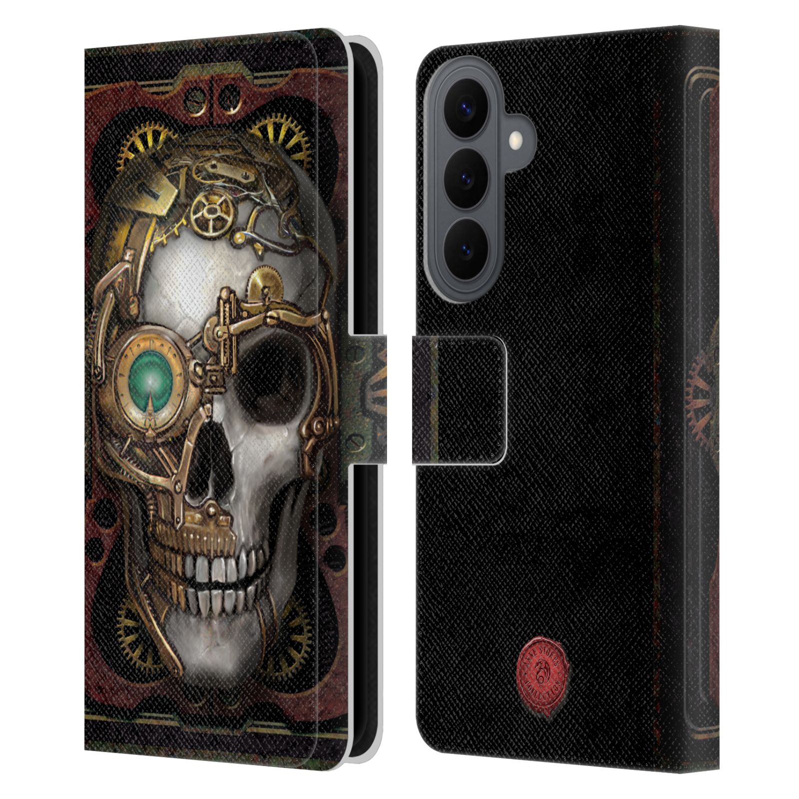 Skull Leather Wallet Case for Galaxy S26 Plus