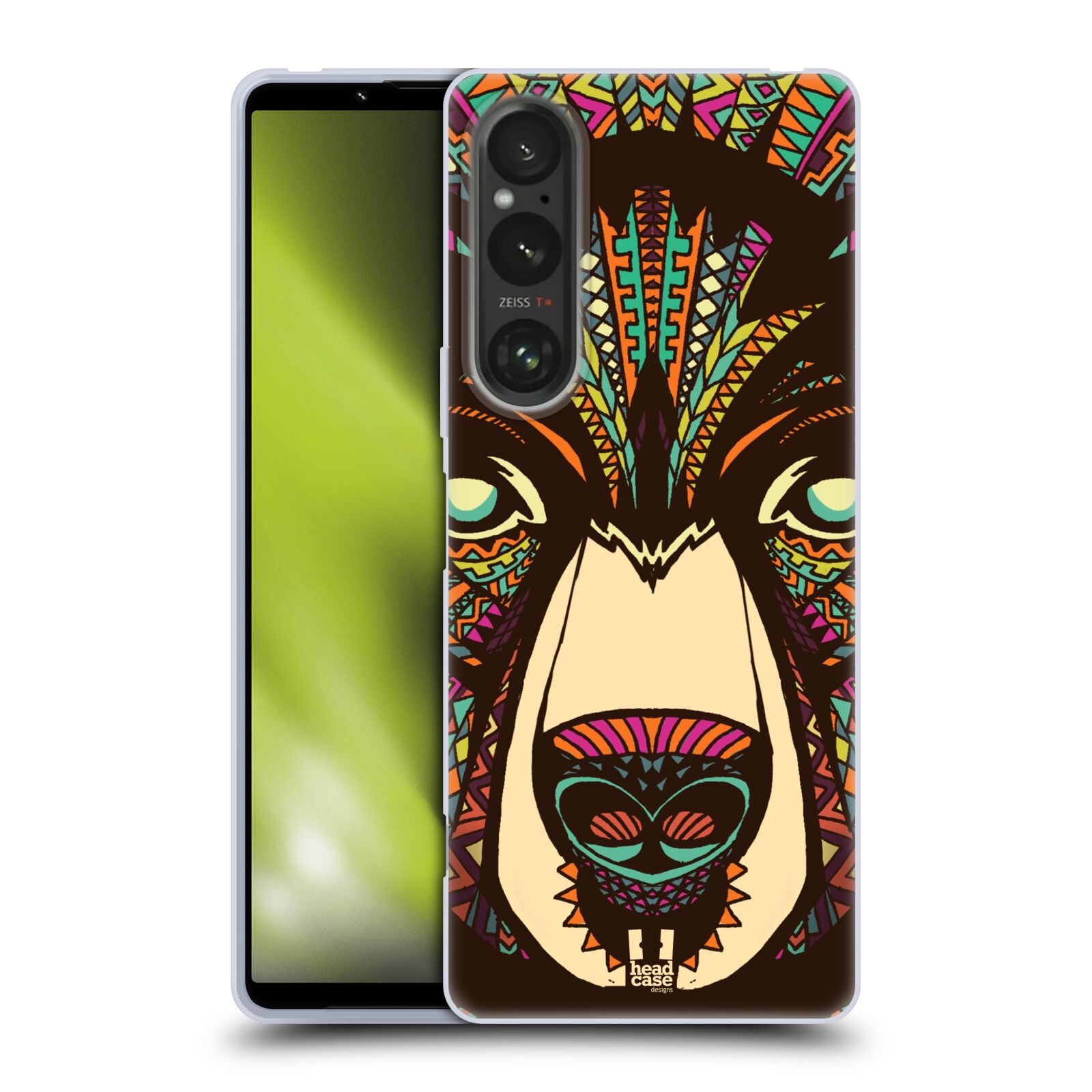 Silikonové pouzdro na mobil Sony Xperia 1 V - Head Case - AZTEC MEDVĚD (Silikonový kryt, obal, pouzdro na mobilní telefon Sony Xperia 1 V s motivem AZTEC MEDVĚD)