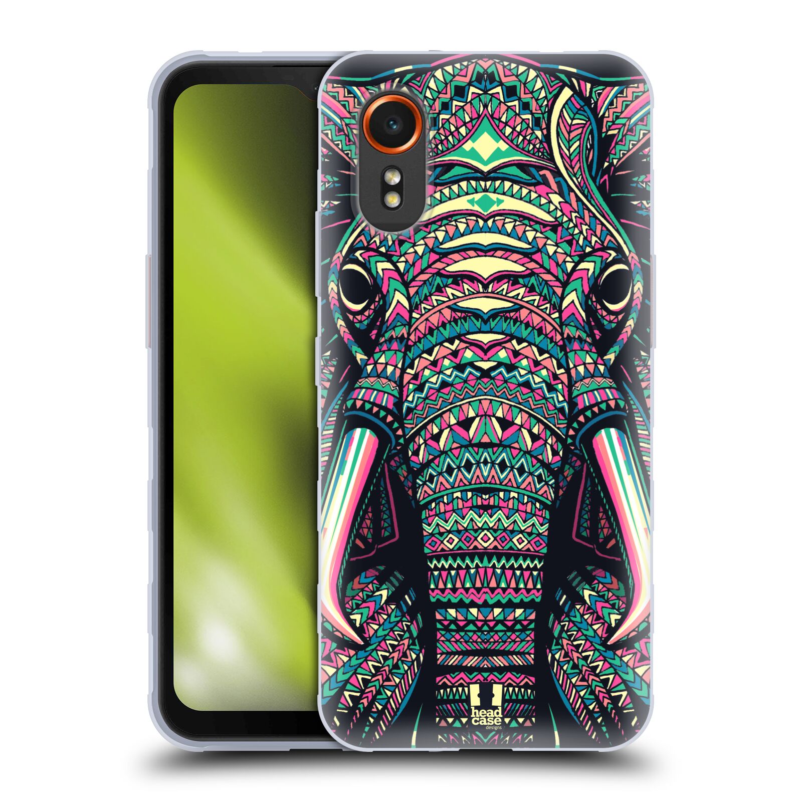 Silikonové pouzdro - Samsung Galaxy Xcover 7 5G - Head Case - AZTEC SLON (Silikonový kryt, obal, pouzdro na mobilní telefon Samsung Galaxy Xcover 7 5G s motivem AZTEC SLON)