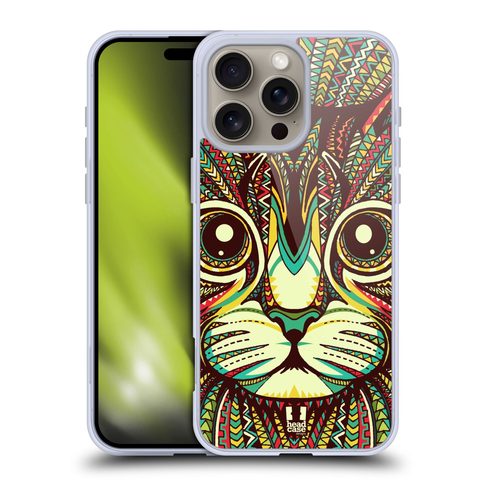 Silikonové lesklé pouzdro Apple iPhone 16 Pro Max - Head Case - AZTEC KOČKA (Lesklý silikonový kryt, obal, pouzdro na mobilní telefon Apple iPhone 16 Pro Max s motivem AZTEC KOČKA)