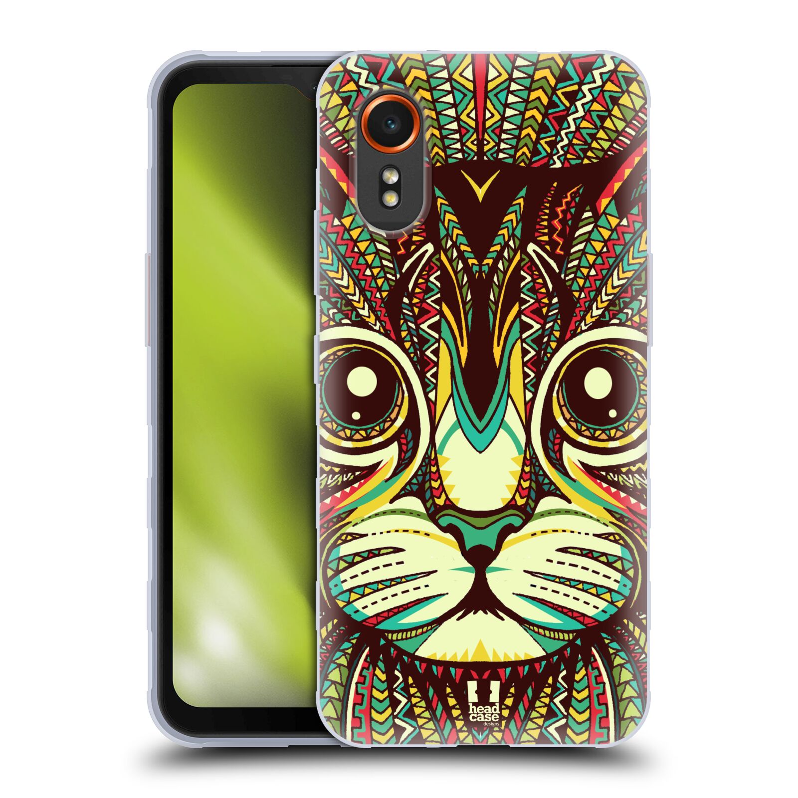 Silikonové pouzdro - Samsung Galaxy Xcover 7 5G - Head Case - AZTEC KOČKA (Silikonový kryt, obal, pouzdro na mobilní telefon Samsung Galaxy Xcover 7 5G s motivem AZTEC KOČKA)